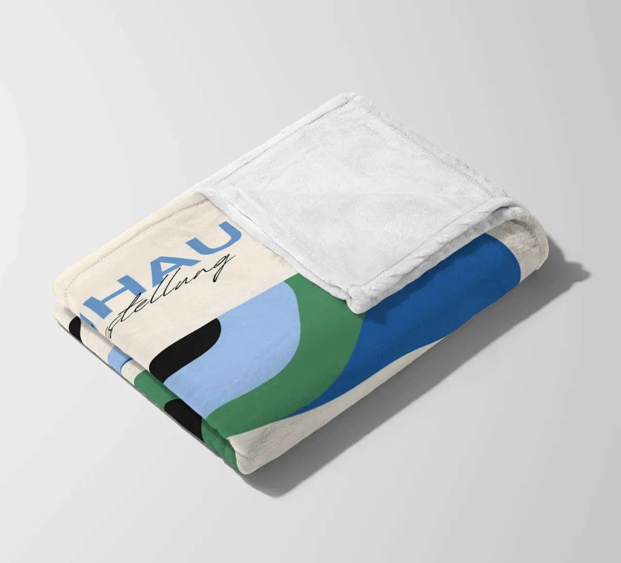 Bauhaus Eye Abstract Art Print by Modernist Forms, Green Blu fleece blanket by NorwesClub