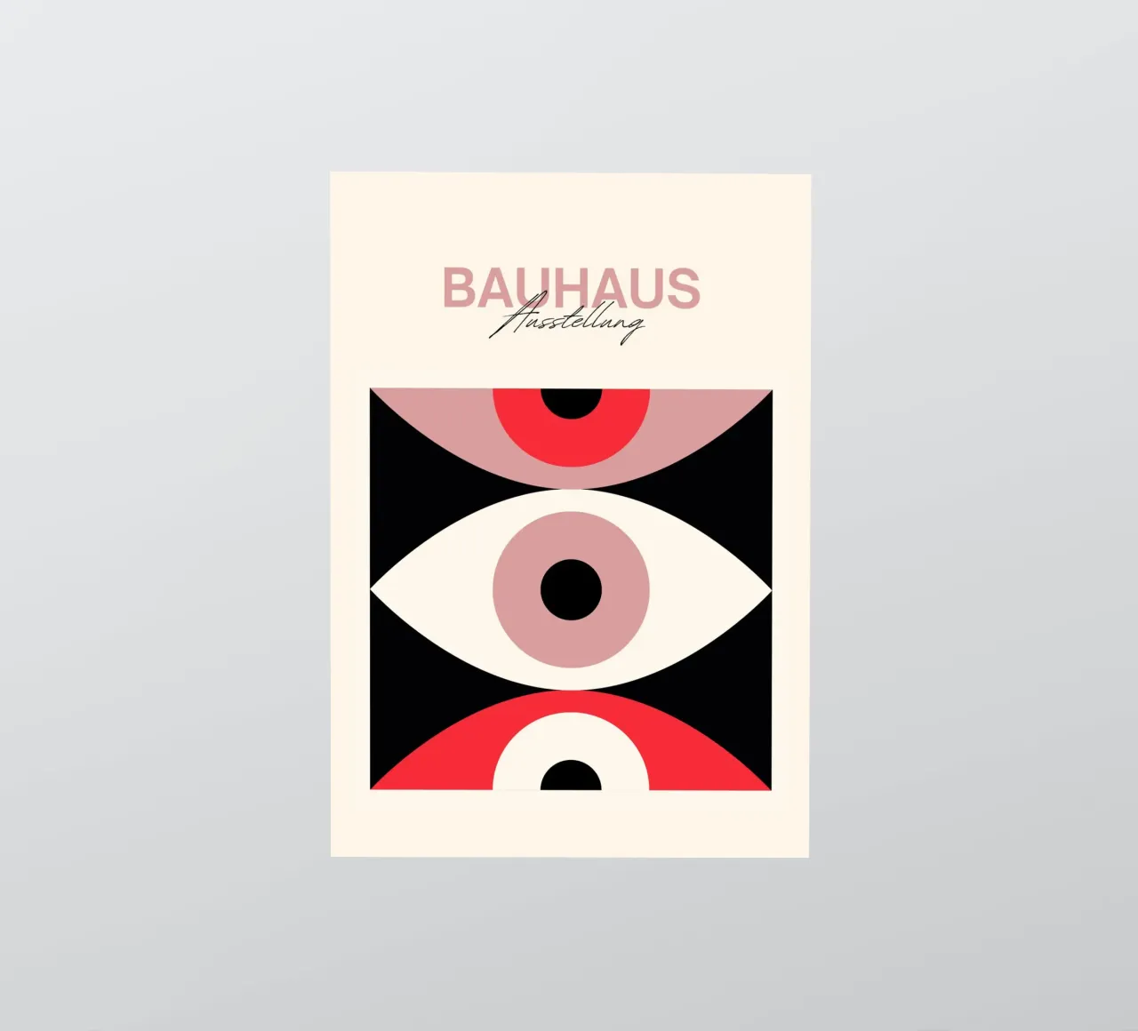Bauhaus Eye Abstract Art Print by Modernist Forms, Red Pink autocollant de NorwesClub