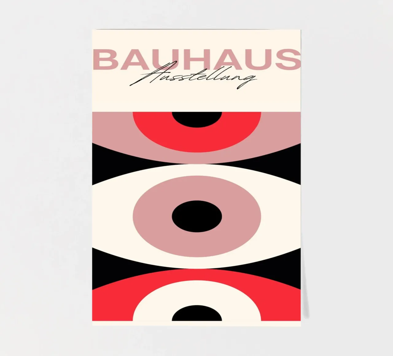 Bauhaus Eye Abstract Art Print by Modernist Forms, Red Pink sticker sheet by NorwesClub
