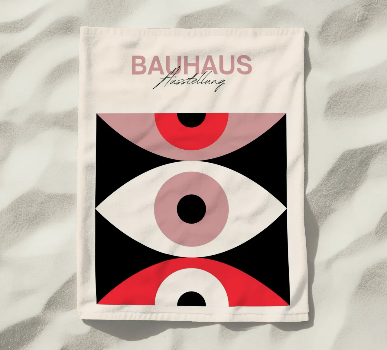 Bauhaus Eye Abstract Art Print by Modernist Forms, Red Pink serviette de plage de NorwesClub