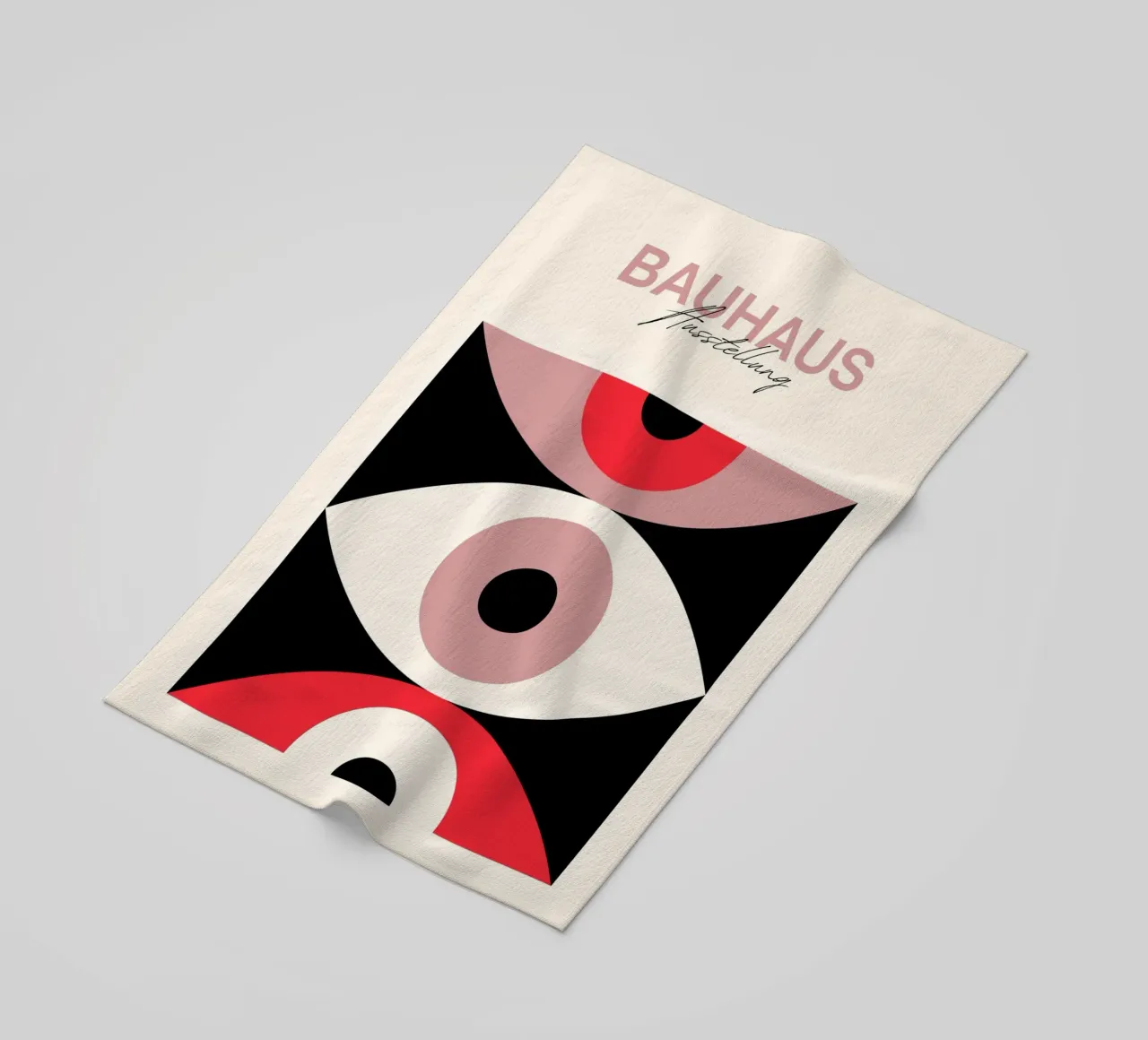 Bauhaus Eye Abstract Art Print by Modernist Forms, Red Pink serviette de plage de NorwesClub