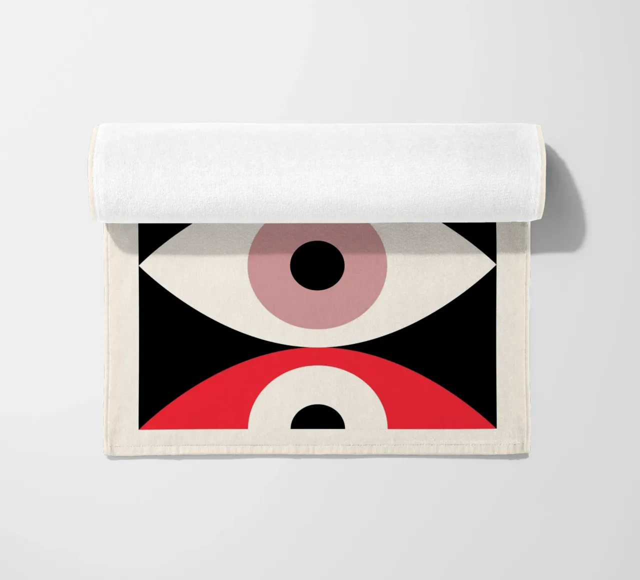Bauhaus Eye Abstract Art Print by Modernist Forms, Red Pink serviette de plage de NorwesClub