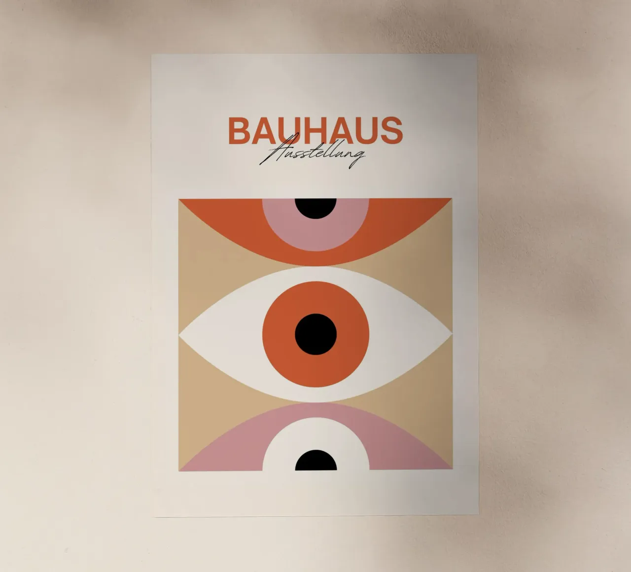 Bauhaus Eye abstracte kunstdruk van Modernist Forms, Orange Pi backlit folie van NorwesClub