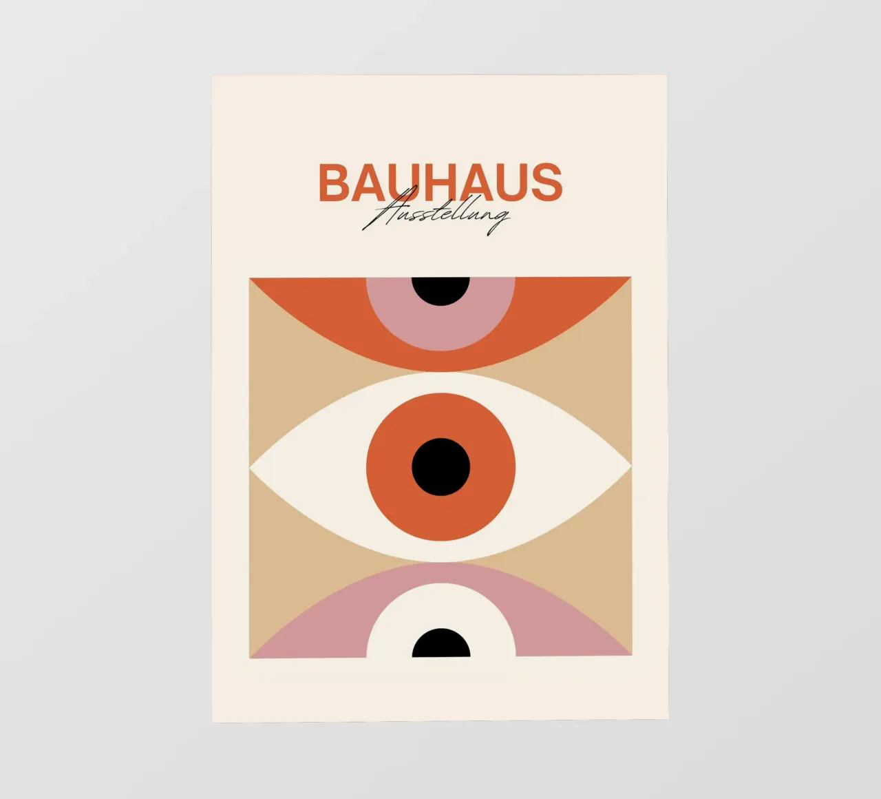 Bauhaus Eye abstracte kunstdruk van Modernist Forms, Orange Pi backlit folie van NorwesClub