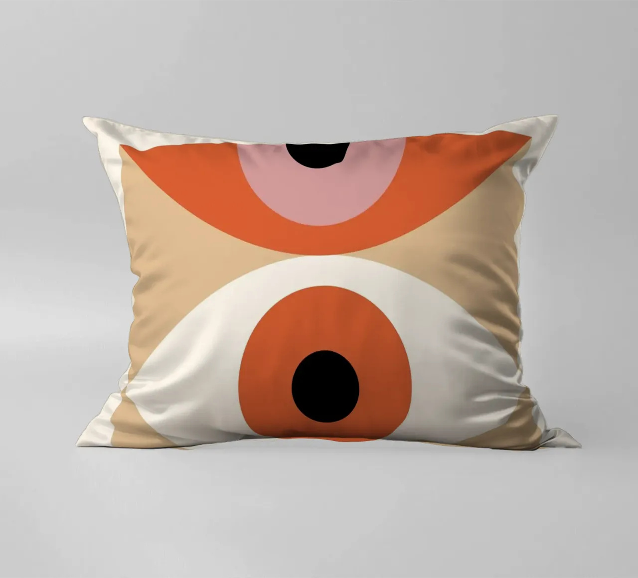 Bauhaus Eye Abstract Art Print by Modernist Forms, Orange Pi decorative cushion by NorwesClub