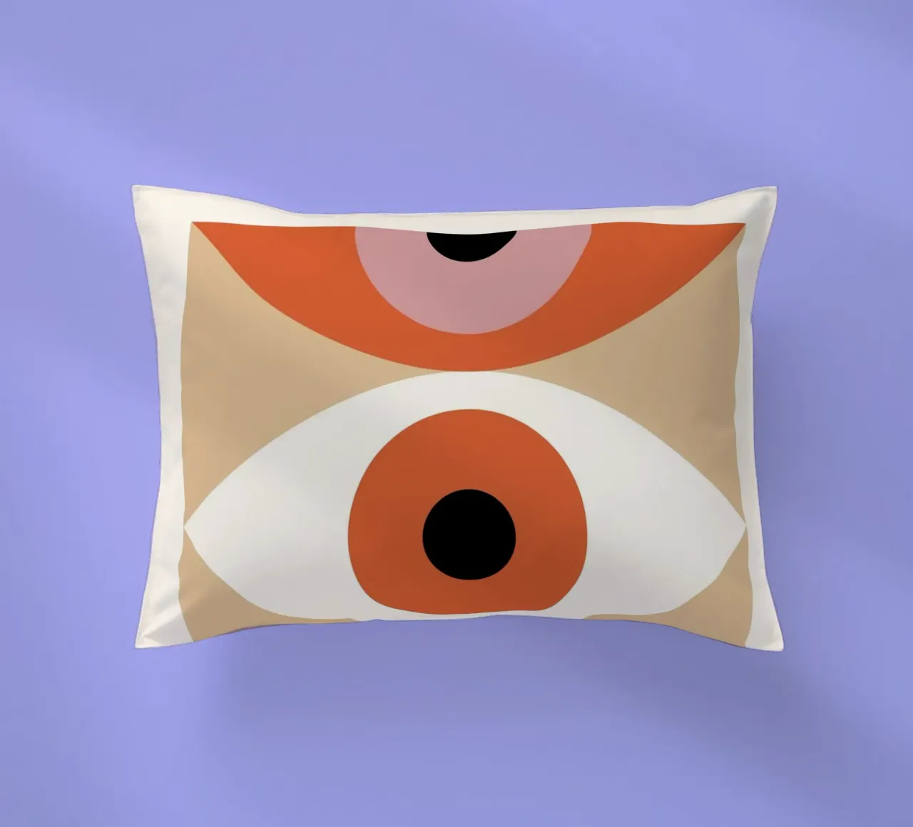 Bauhaus Eye Abstract Art Print by Modernist Forms, Orange Pi decorative cushion by NorwesClub