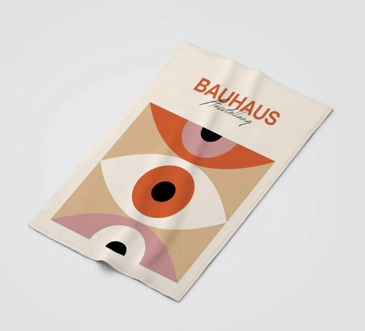 Bauhaus Eye abstracte kunstdruk van Modernist Forms, Orange Pi fleecedeken van NorwesClub