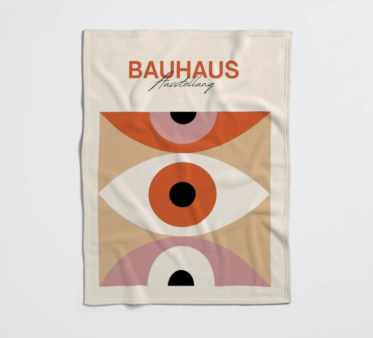 Bauhaus Eye abstracte kunstdruk van Modernist Forms, Orange Pi fleecedeken van NorwesClub