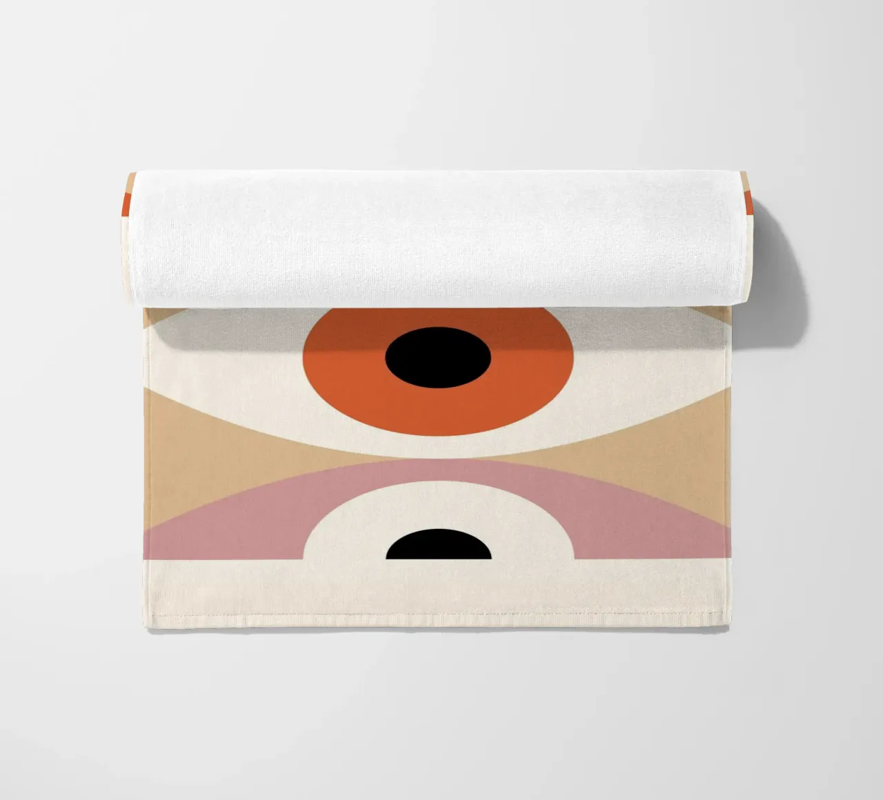 Bauhaus Eye Abstract Art Print by Modernist Forms, Orange Pi beach towel by NorwesClub