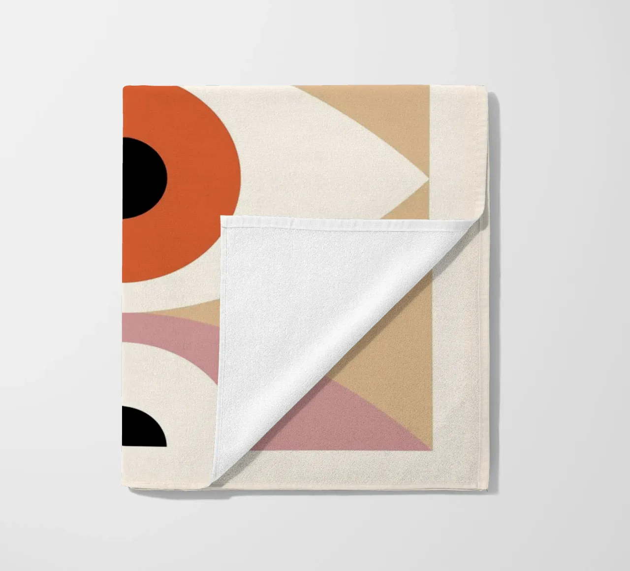 Bauhaus Eye Abstract Art Print by Modernist Forms, Orange Pi beach towel by NorwesClub