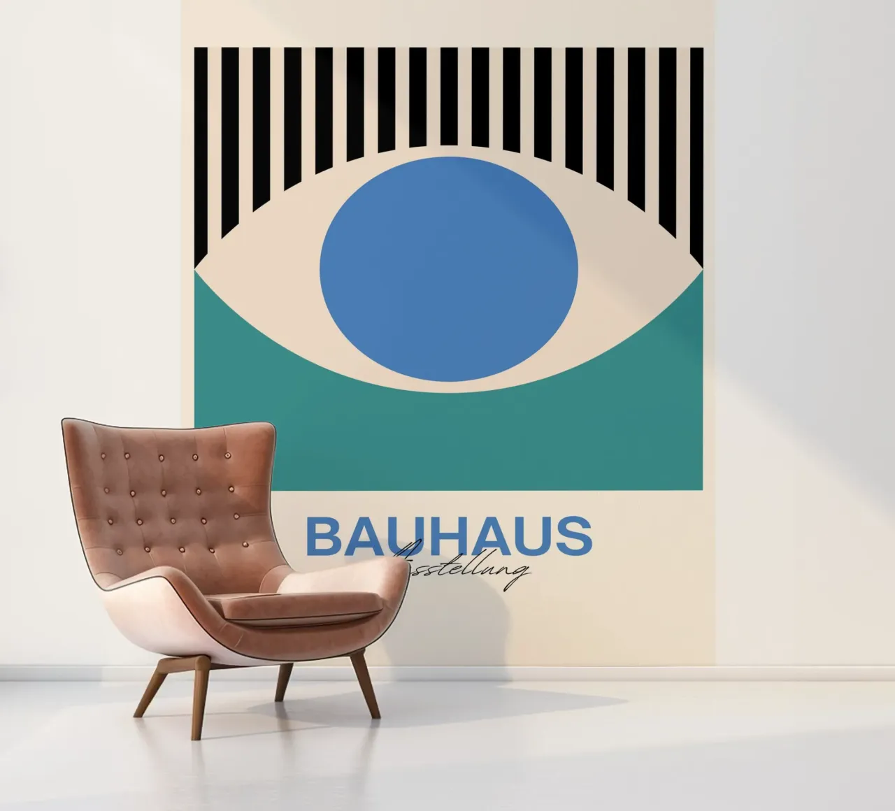 Bauhaus Eye Abstract Art Print by Modernist Forms, Blue Teal photo wallpaper by NorwesClub