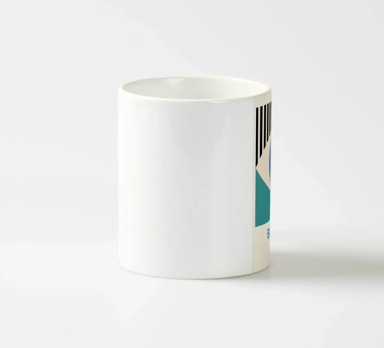 Bauhaus Eye abstracte kunstdruk van Modernist Forms, Blauwgroen keramische mok van NorwesClub