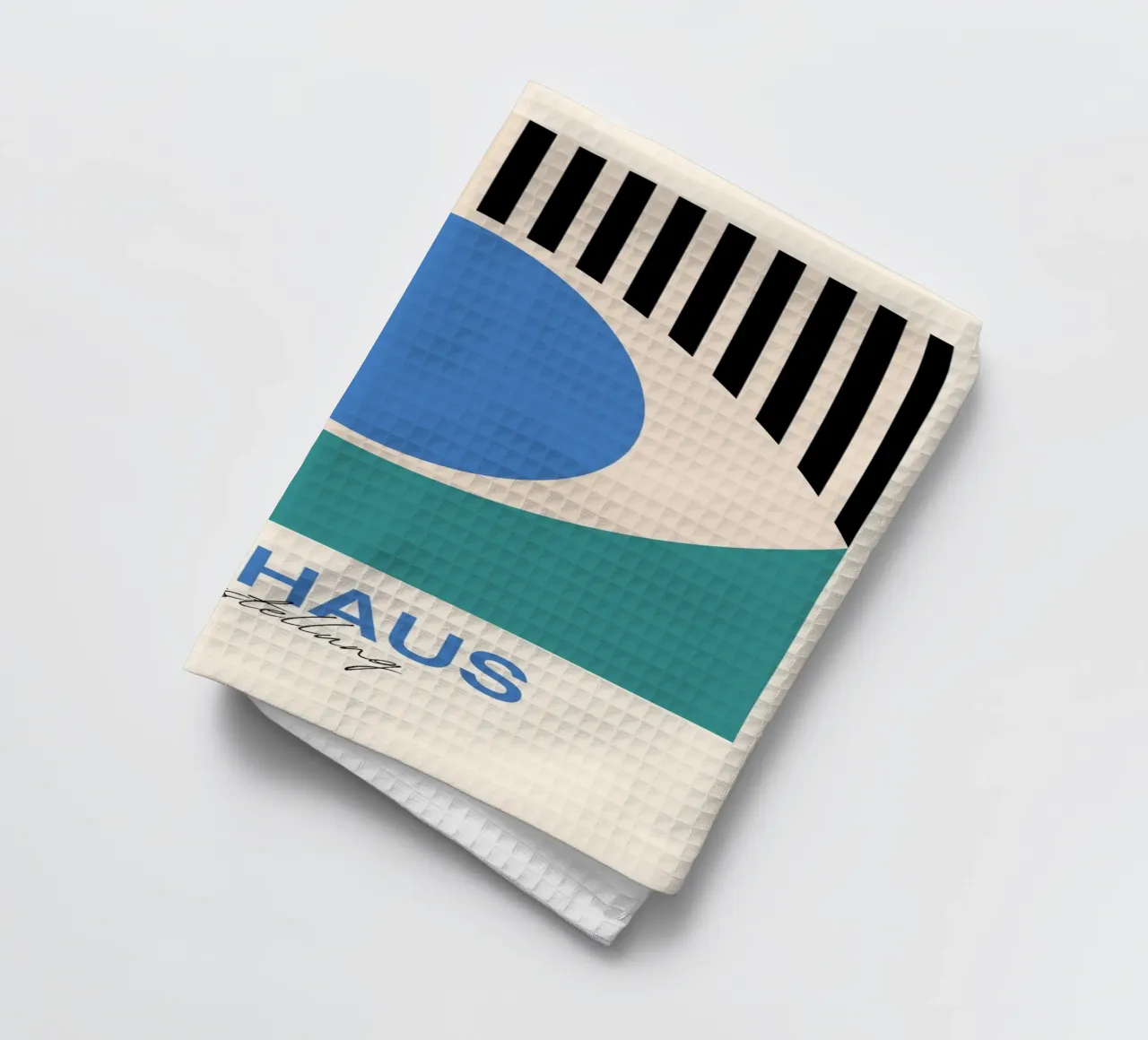 Impression d'art abstrait Bauhaus Eye par Modernist Forms, bleu sarcelle torchon de NorwesClub