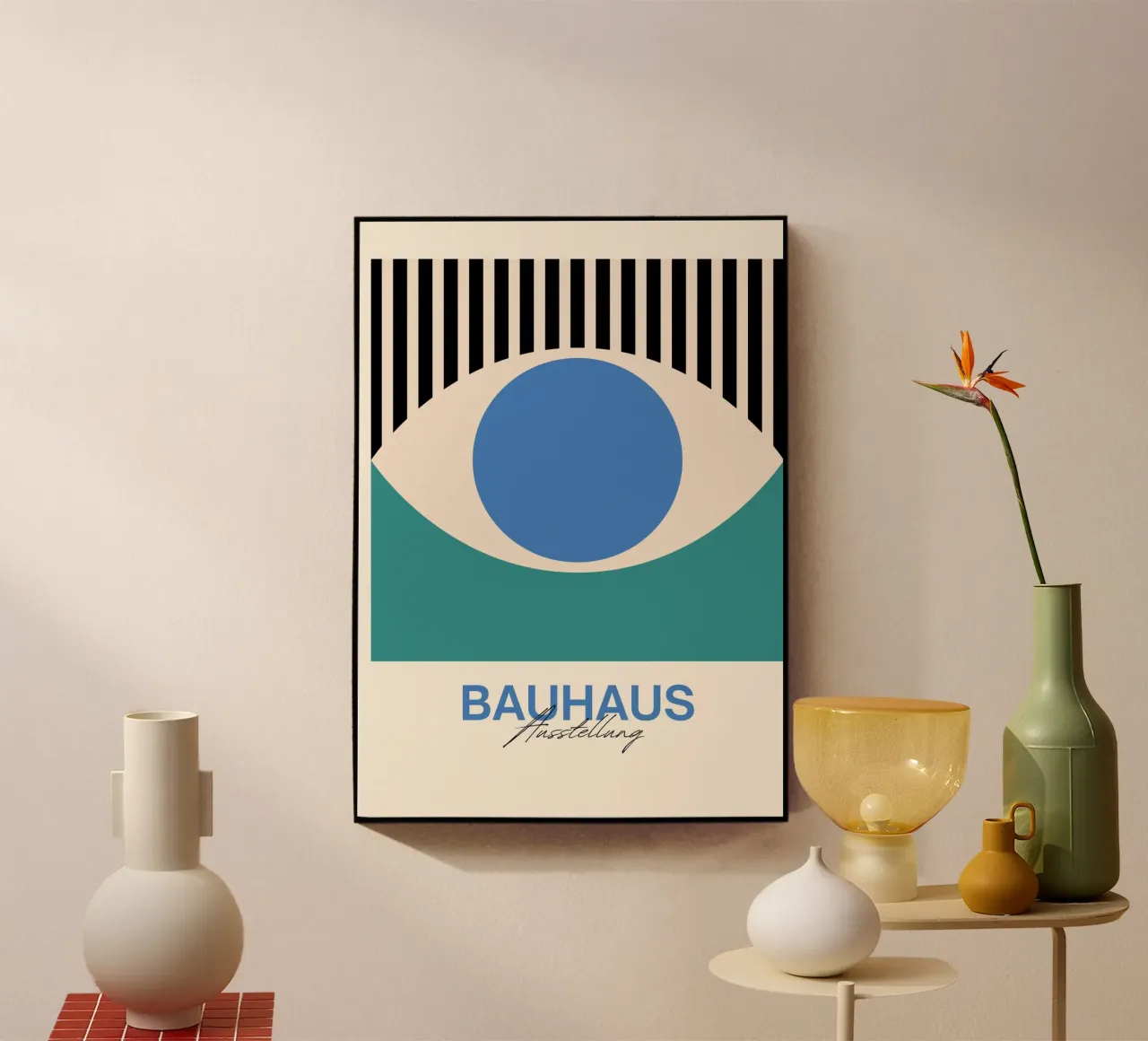 Bauhaus Eye Abstract Art Print by Modernist Forms, Blue Teal acrylic glass by NorwesClub