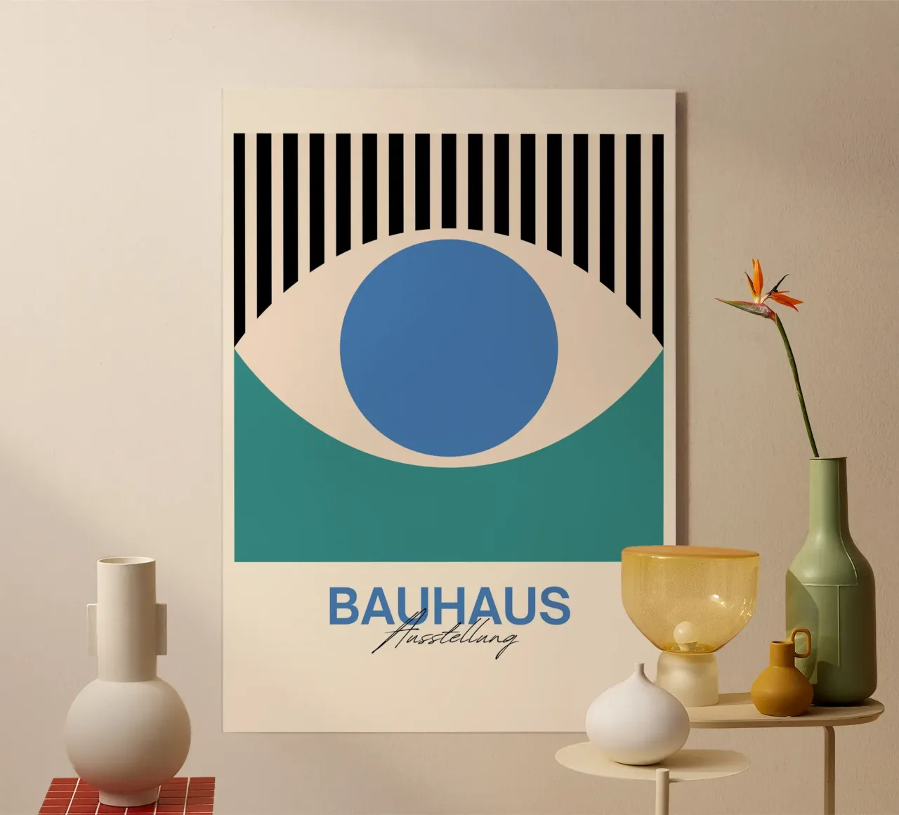 Bauhaus Eye Abstract Art Print by Modernist Forms, Blue Teal acrylic glass by NorwesClub