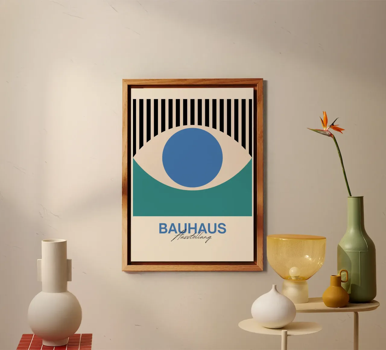 Bauhaus Eye Abstract Art Print by Modernist Forms, Blue Teal alu-dibond by NorwesClub