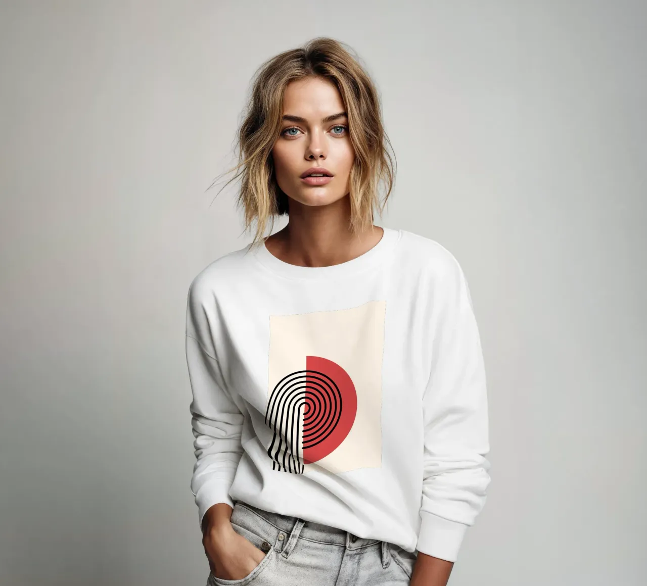 Abstrakter Retro-Regenbogenbogen Kunstdruck von Modernist Forms, Re Sweatshirt von NorwesClub
