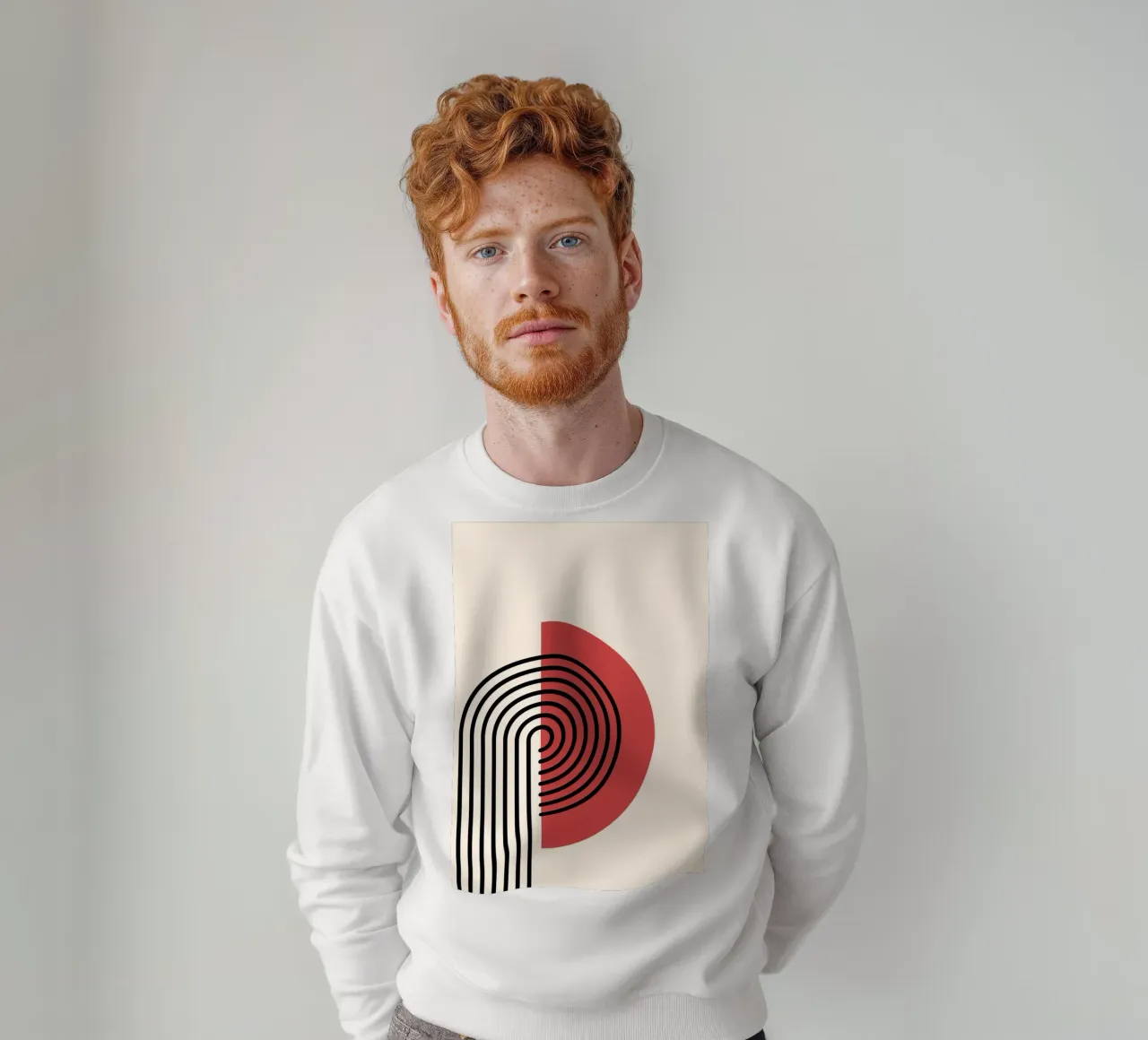Abstrakter Retro-Regenbogenbogen Kunstdruck von Modernist Forms, Re Sweatshirt von NorwesClub