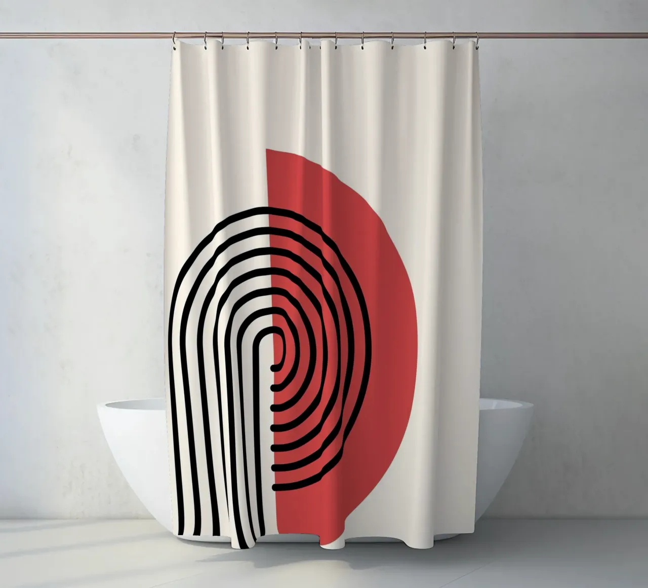 Abstrakter Retro-Regenbogenbogen Kunstdruck von Modernist Forms, Re Duschvorhang von NorwesClub