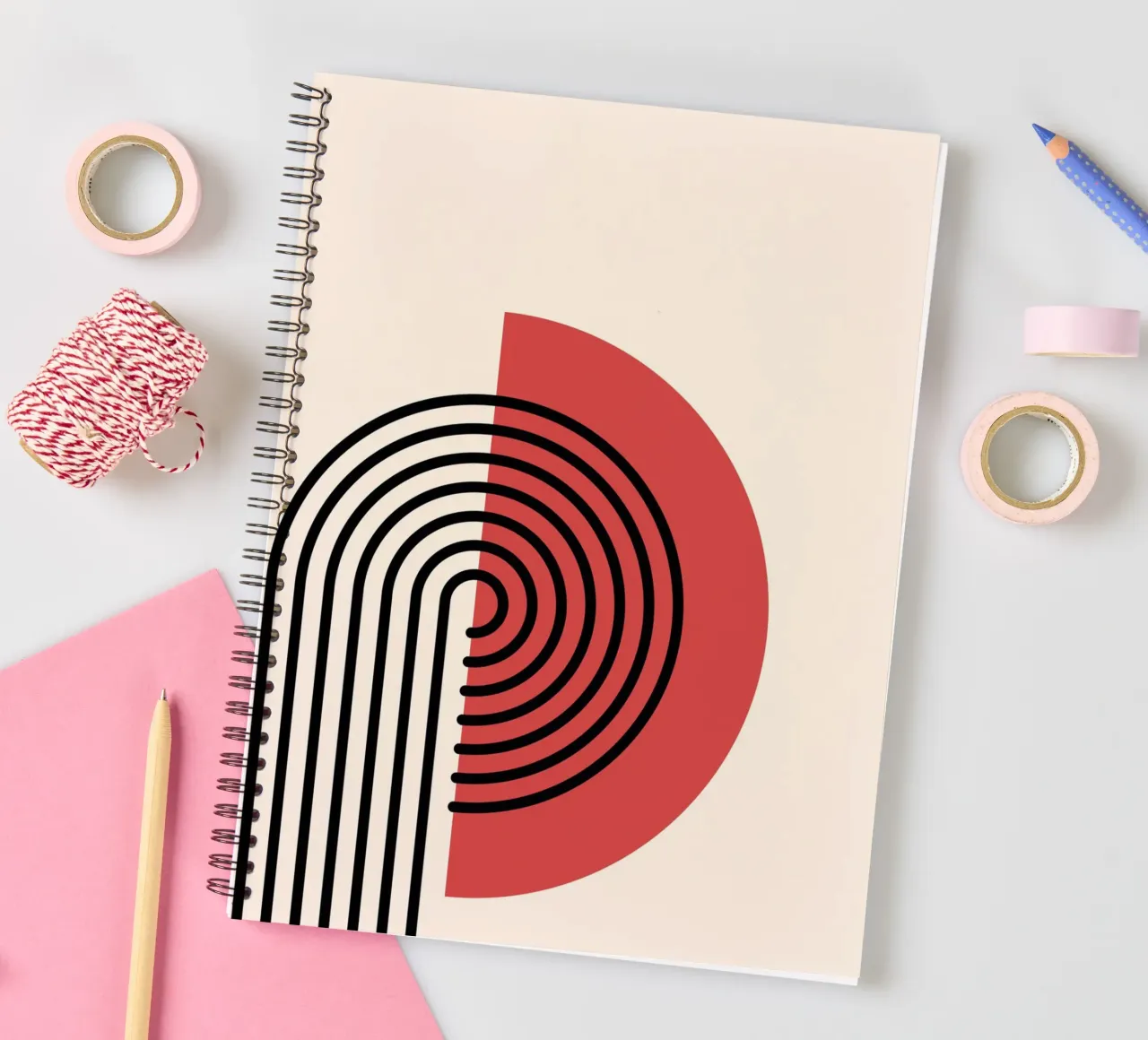 Abstract Retro Rainbow Arch Art Print by Modernist Forms, Re spiral notebook by NorwesClub