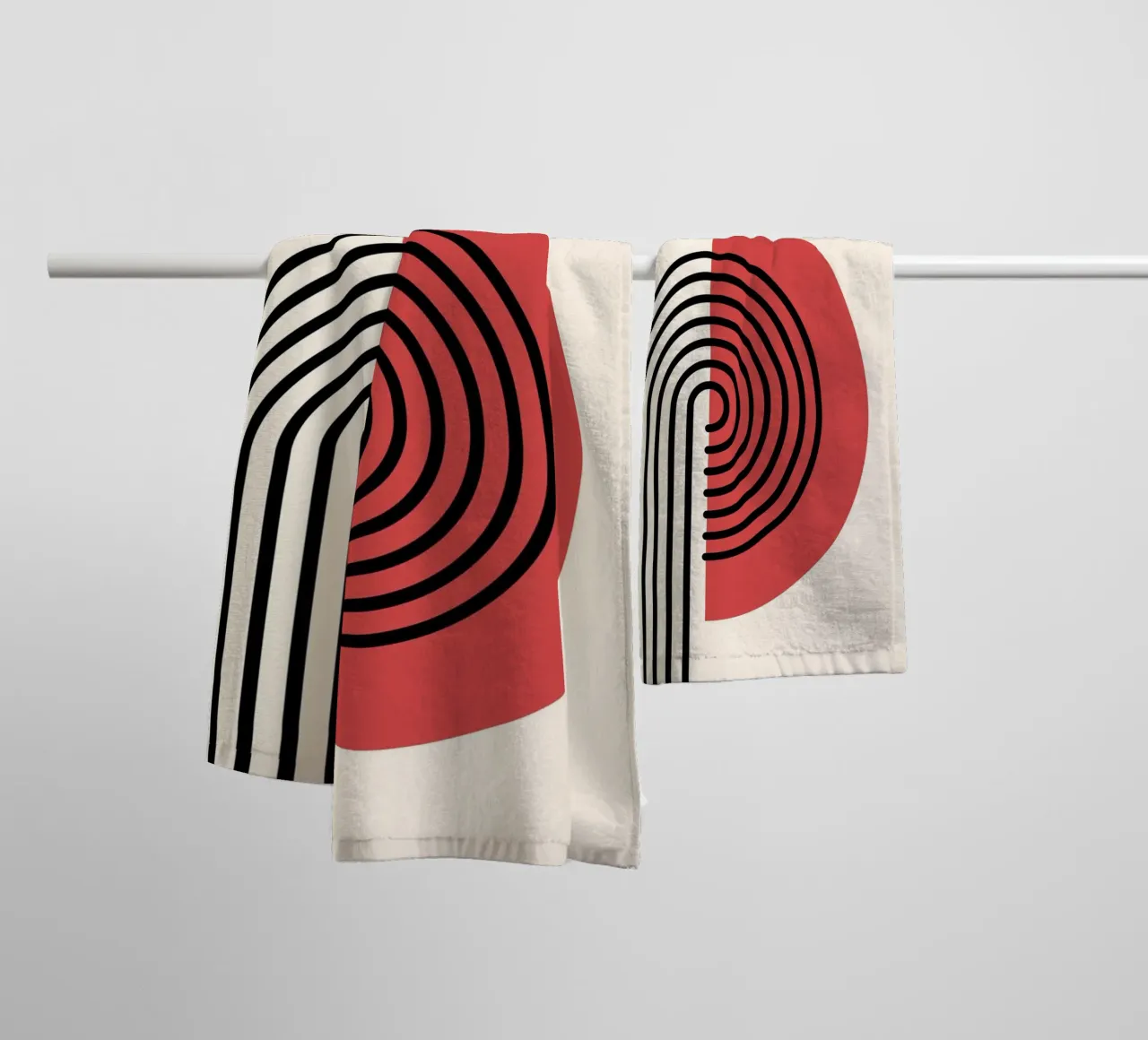 Abstrakter Retro-Regenbogenbogen Kunstdruck von Modernist Forms, Re Handtuch von NorwesClub