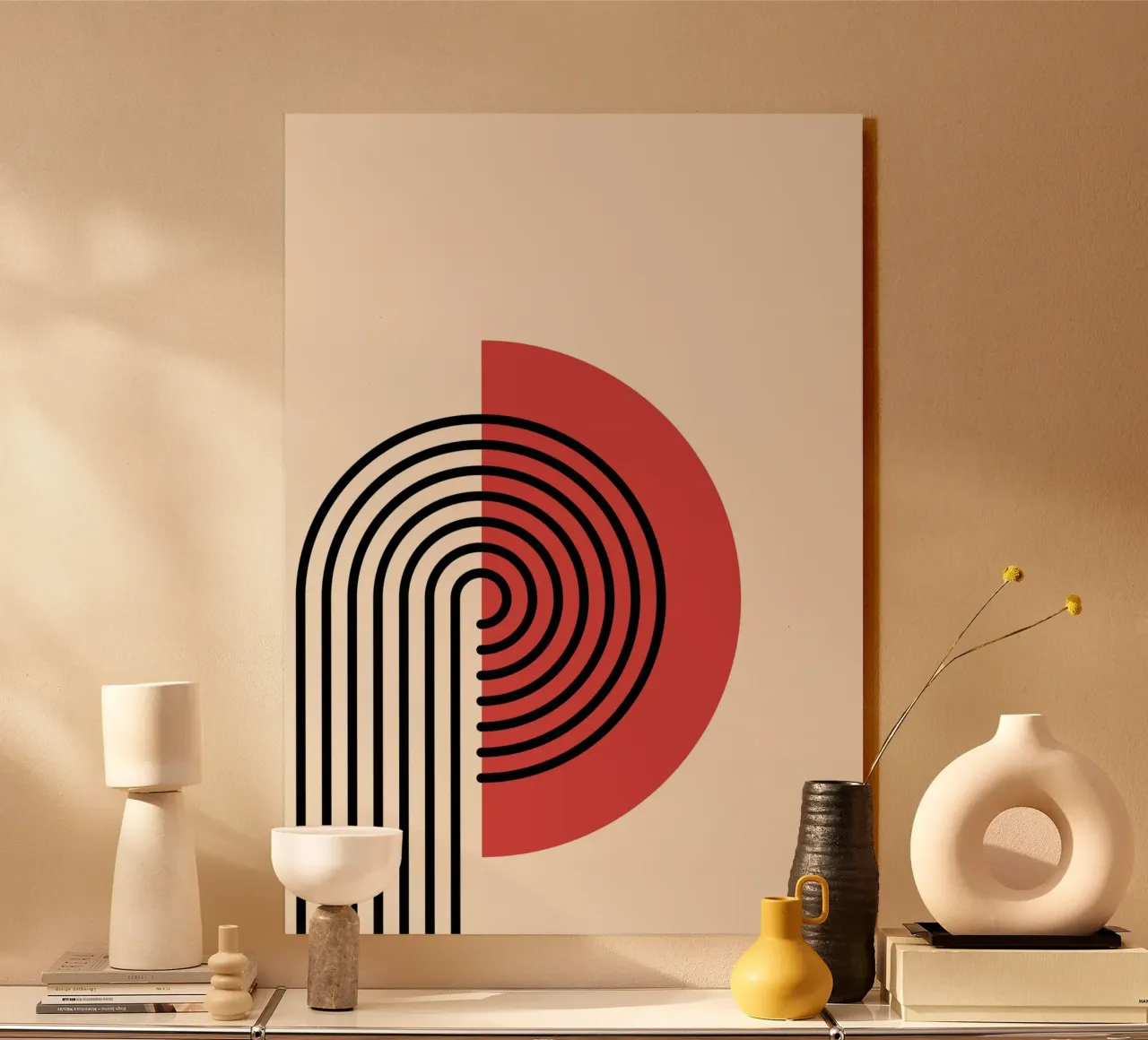 Abstract Retro Rainbow Arch Art Print by Modernist Forms, Re alu-dibond by NorwesClub