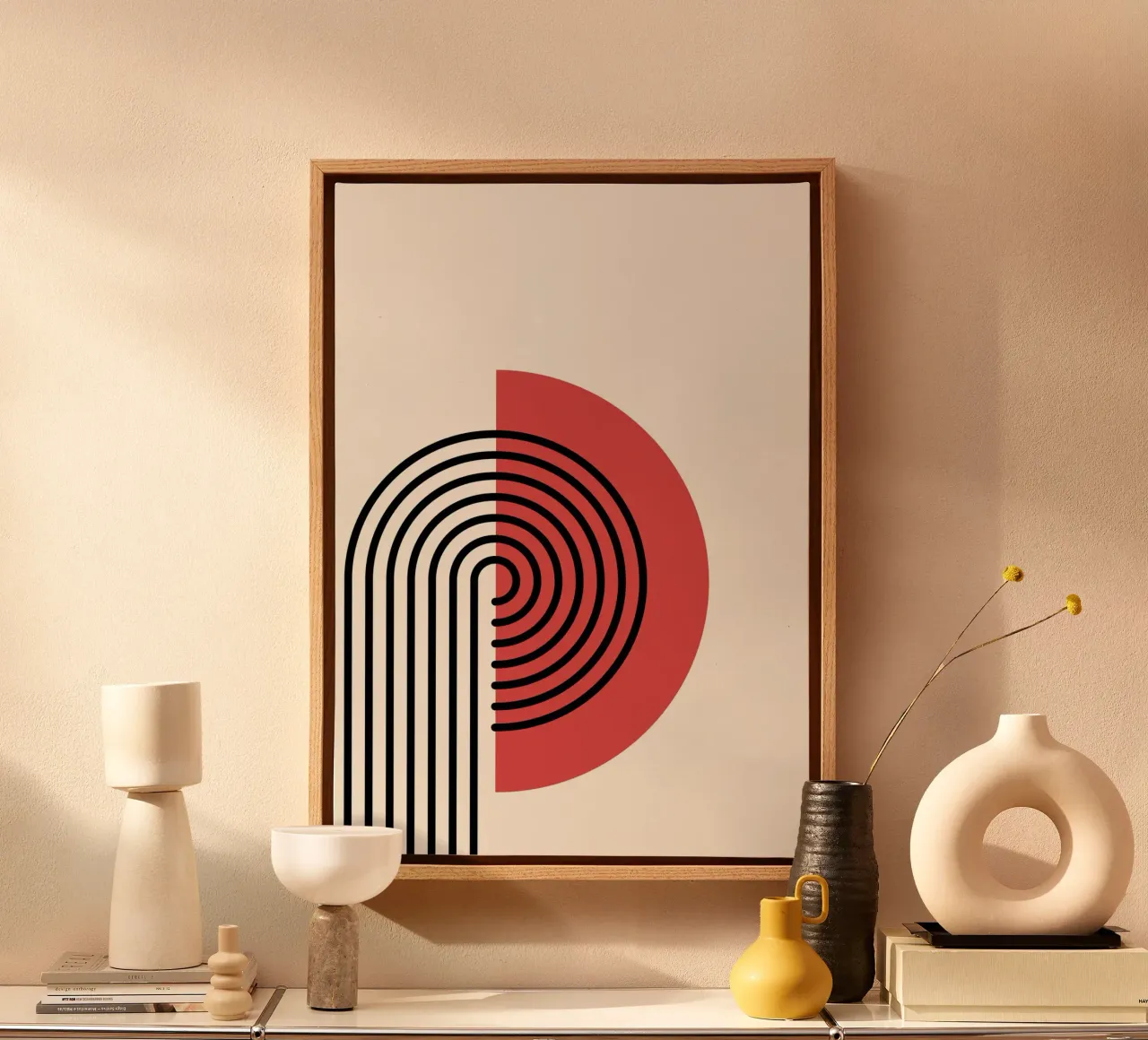 Abstract Retro Rainbow Arch Art Print by Modernist Forms, Re canvas by NorwesClub