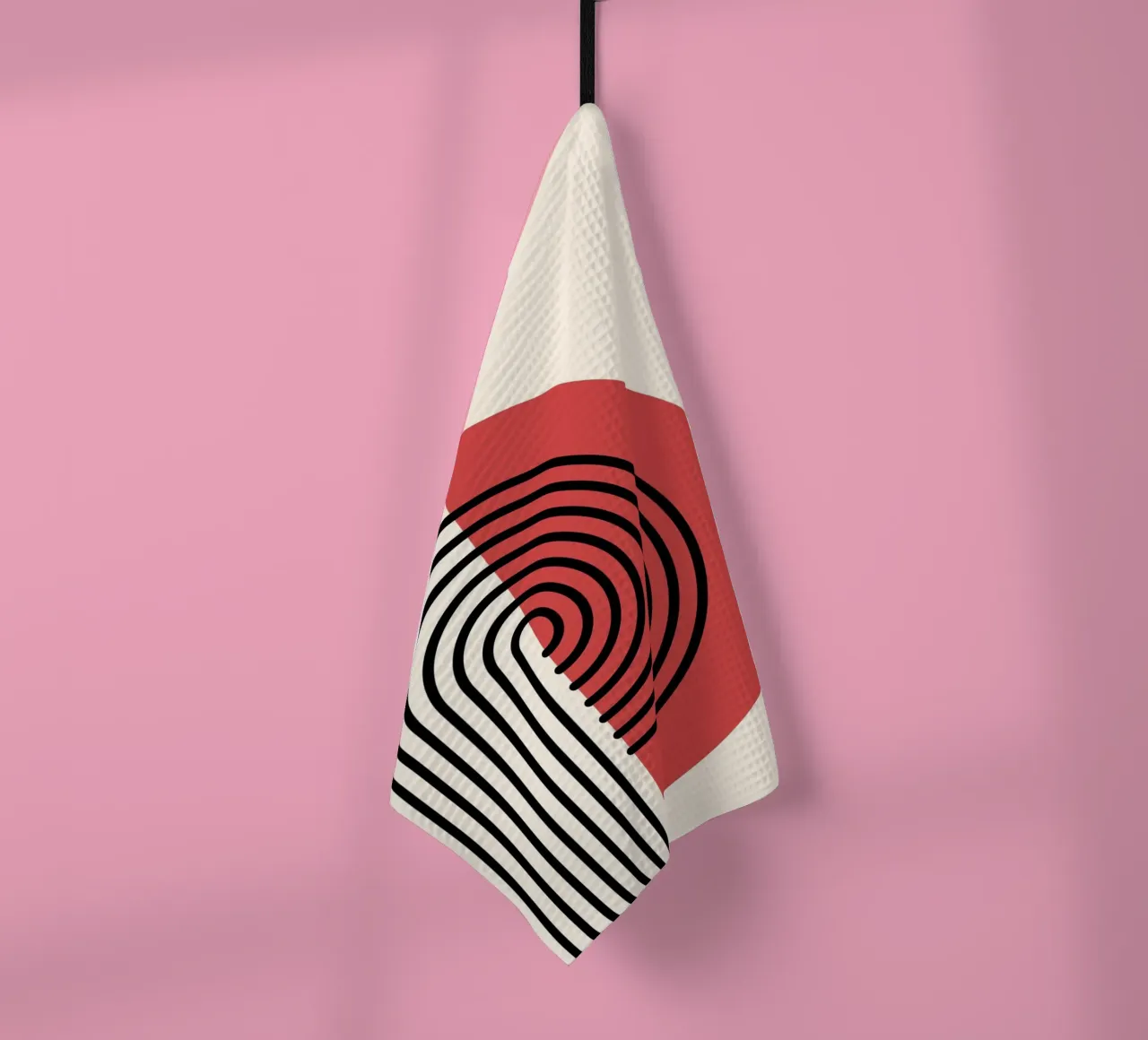 Abstrakter Retro-Regenbogenbogen Kunstdruck von Modernist Forms, Re Geschirrtuch von NorwesClub
