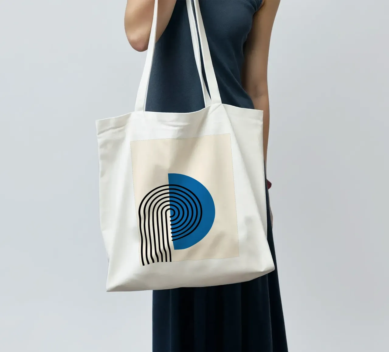 Abstract Retro Rainbow Arch Art Print by Modernist Forms, Bl tote bag by NorwesClub
