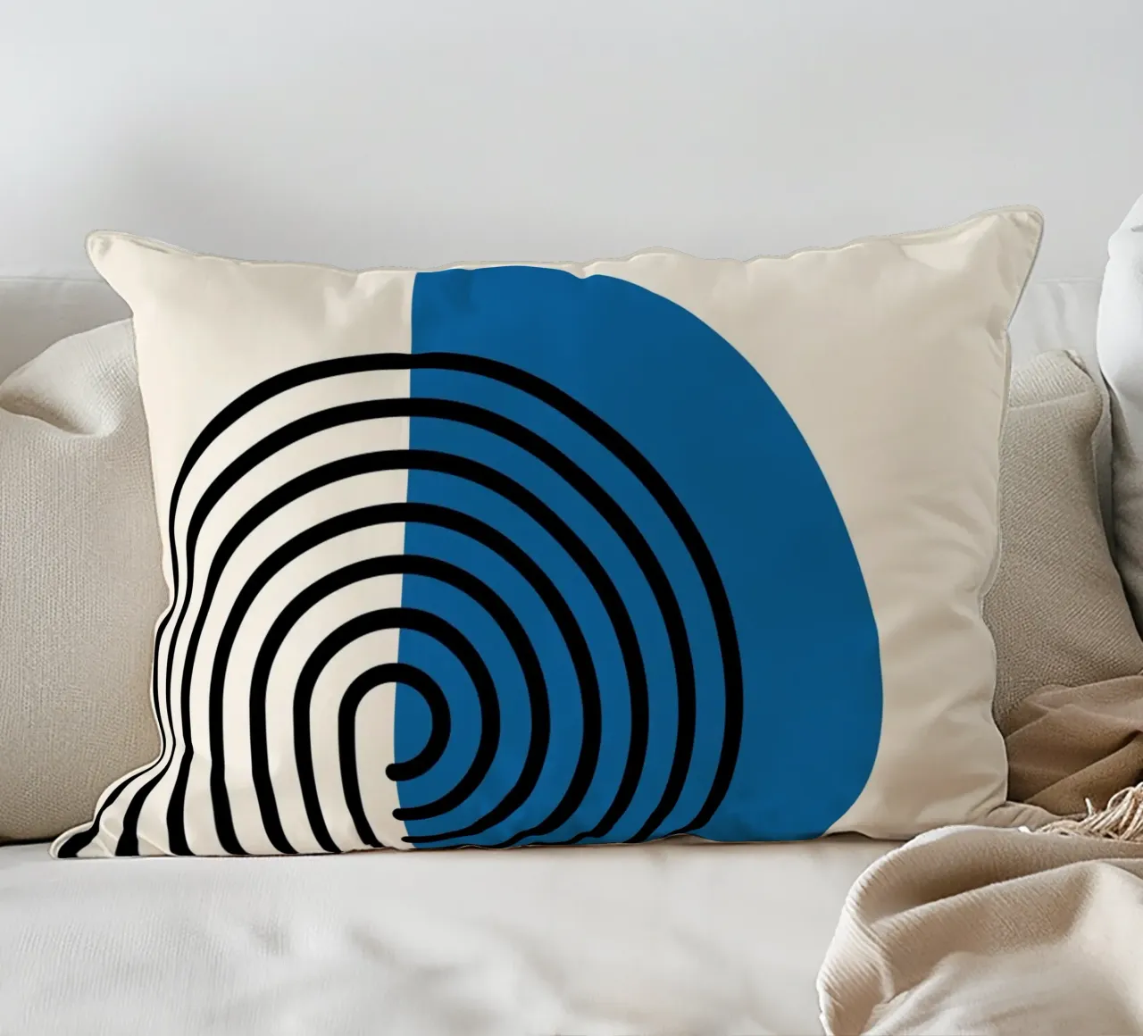 Abstract Retro Rainbow Arch Art Print by Modernist Forms, Bl decorative cushion by NorwesClub