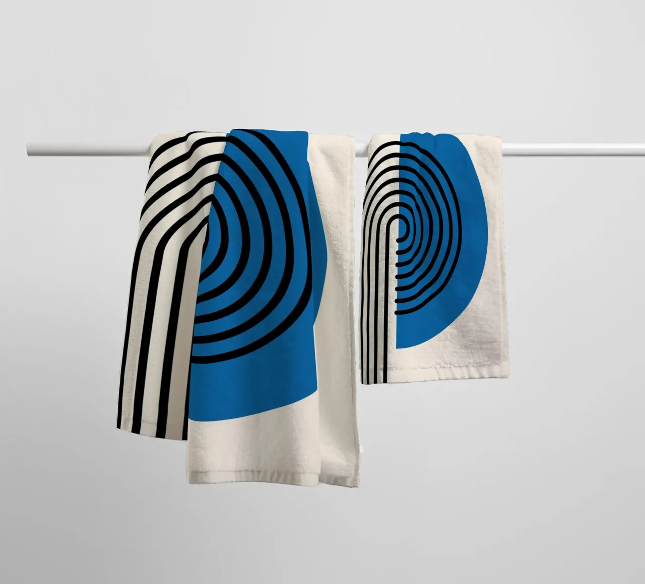 Abstract Retro Rainbow Arch Art Print by Modernist Forms, Bl towel by NorwesClub