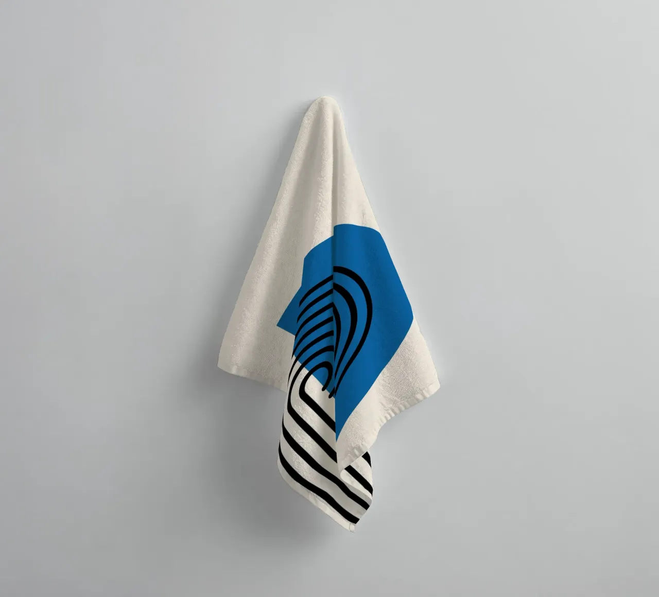 Abstrakter Retro-Regenbogenbogen Kunstdruck von Modernist Forms, Bl Handtuch von NorwesClub