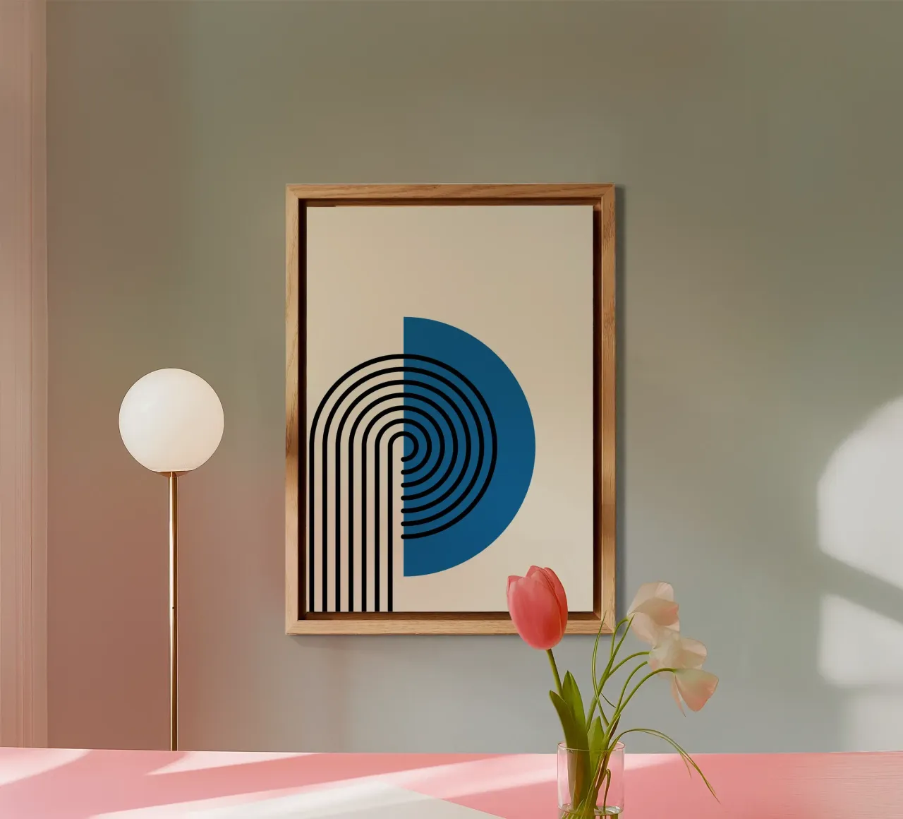 Abstrakter Retro-Regenbogenbogen Kunstdruck von Modernist Forms, Bl Alu-Dibond von NorwesClub