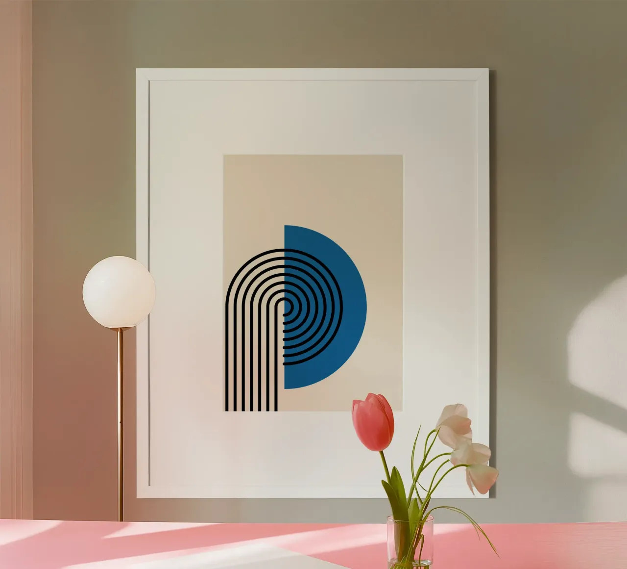 Abstrakter Retro-Regenbogenbogen Kunstdruck von Modernist Forms, Bl Hahnemühle von NorwesClub