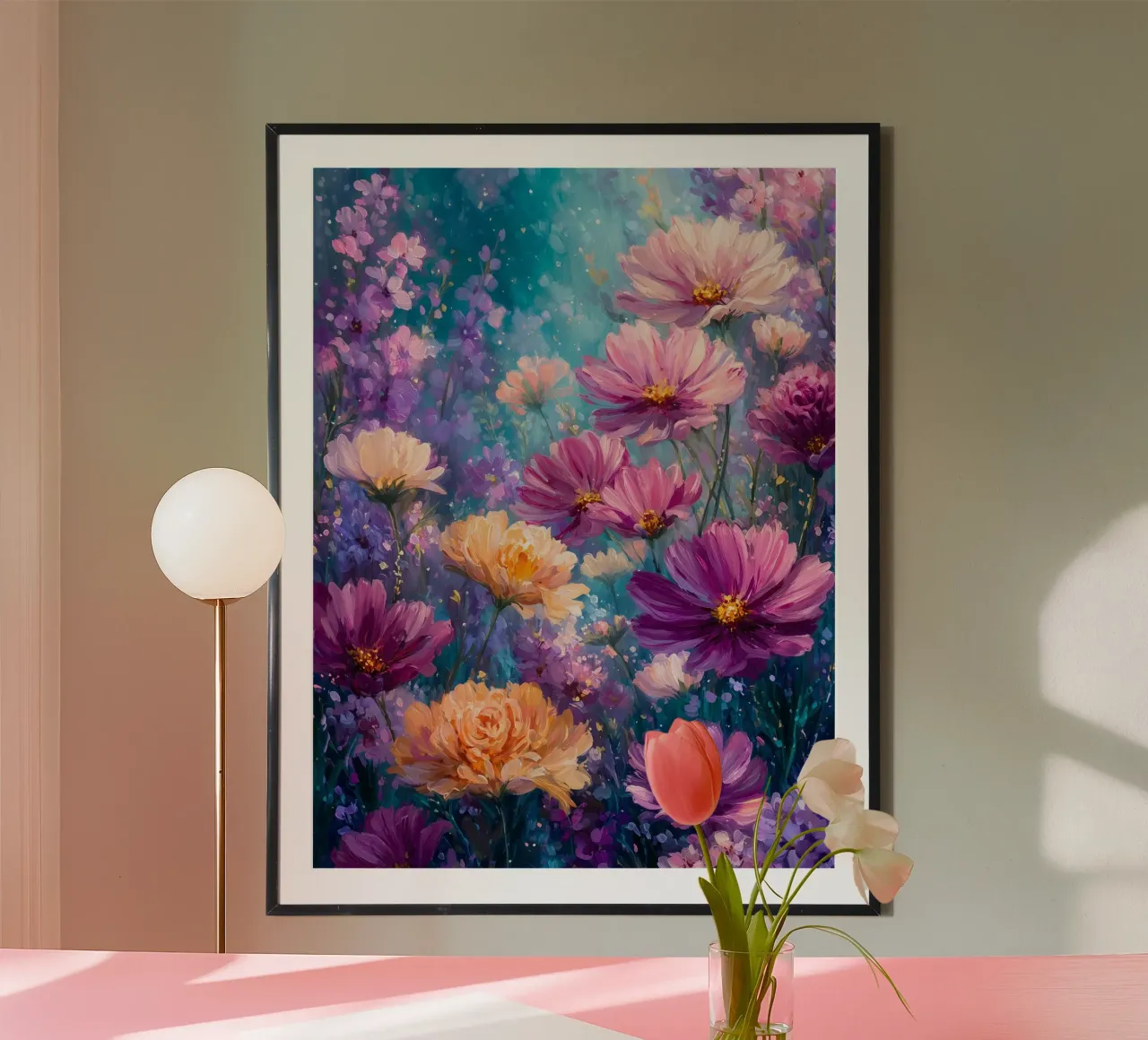Flowers Garden Purple poster avec cadre en aluminium de Mateo
