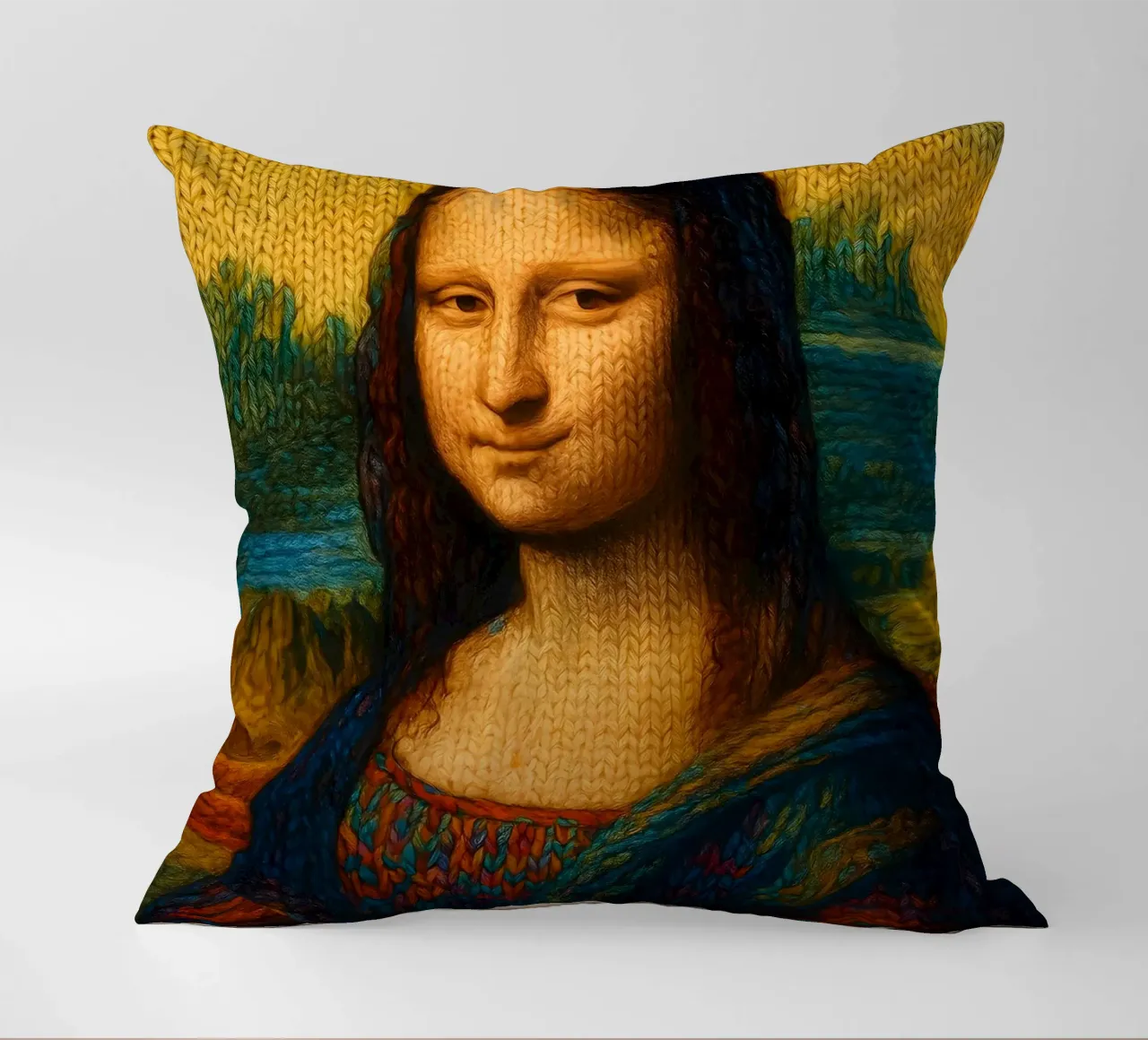 MONA LISA A MAGLIA cuscino da ARTOMATIC