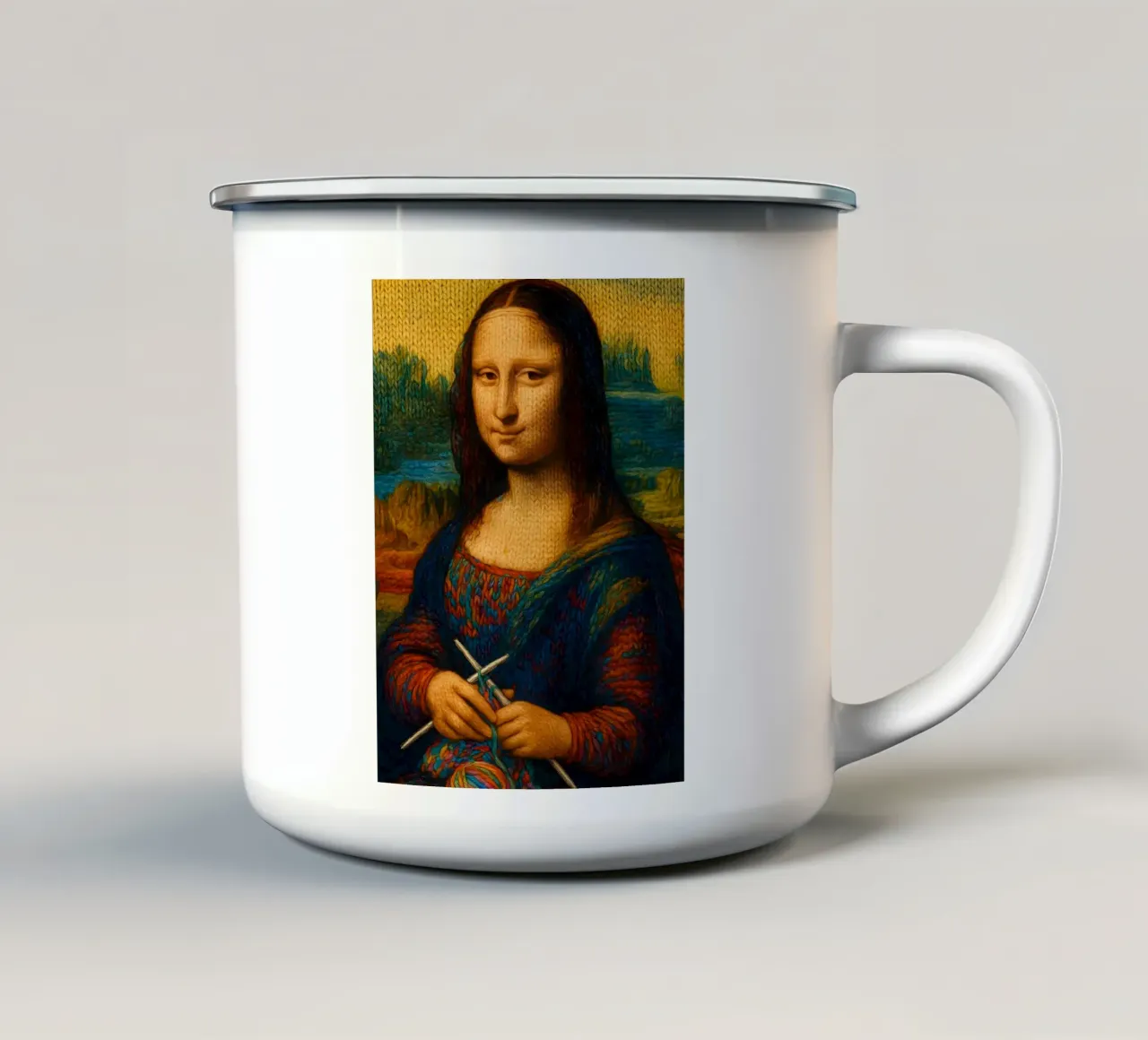 MONA LISA A MAGLIA tazza in smalto da ARTOMATIC