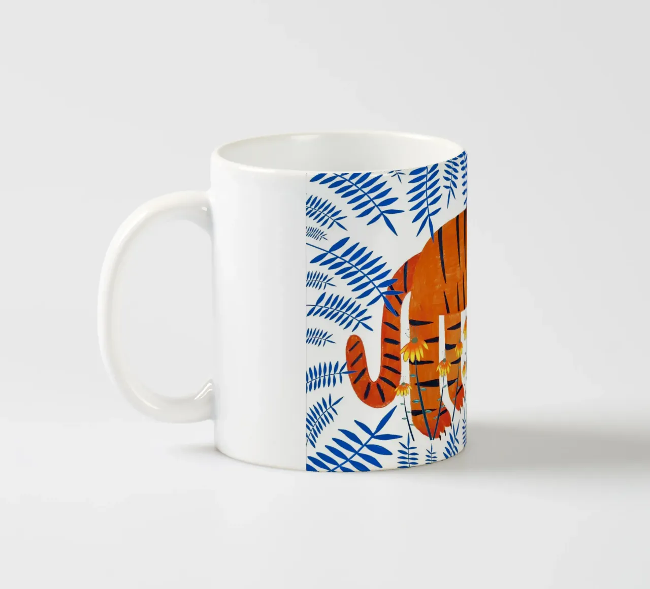 Glückstiger, Tiger Illustration Keramik Tasse von Little Lila