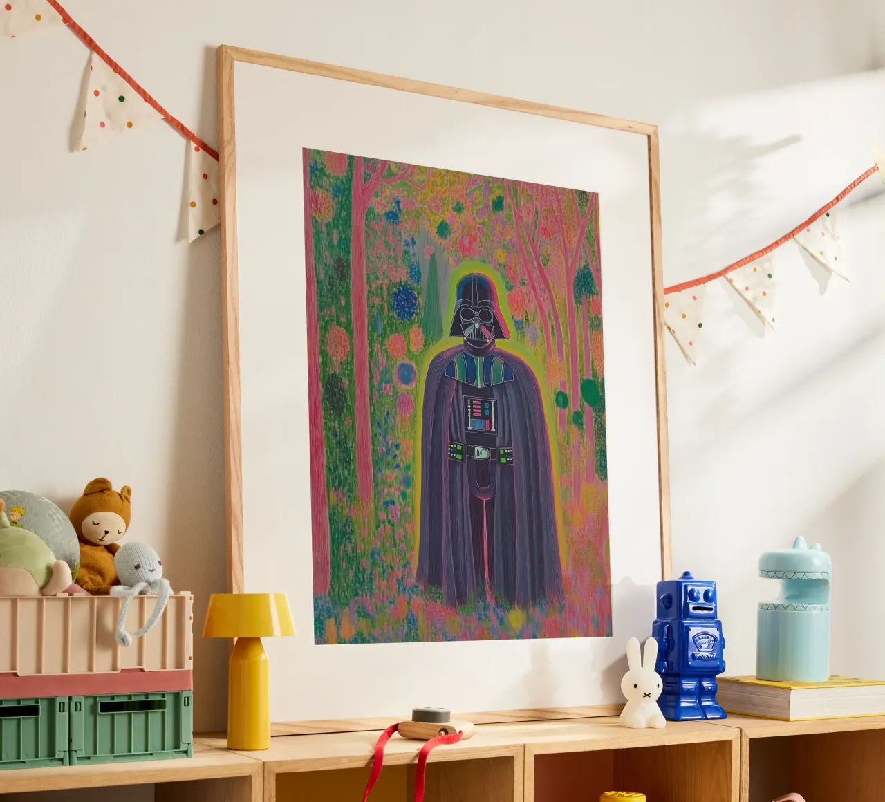 Poster colorato di Star Wars Darth Vader - Stampa d'arte botanica poster da Kaji
