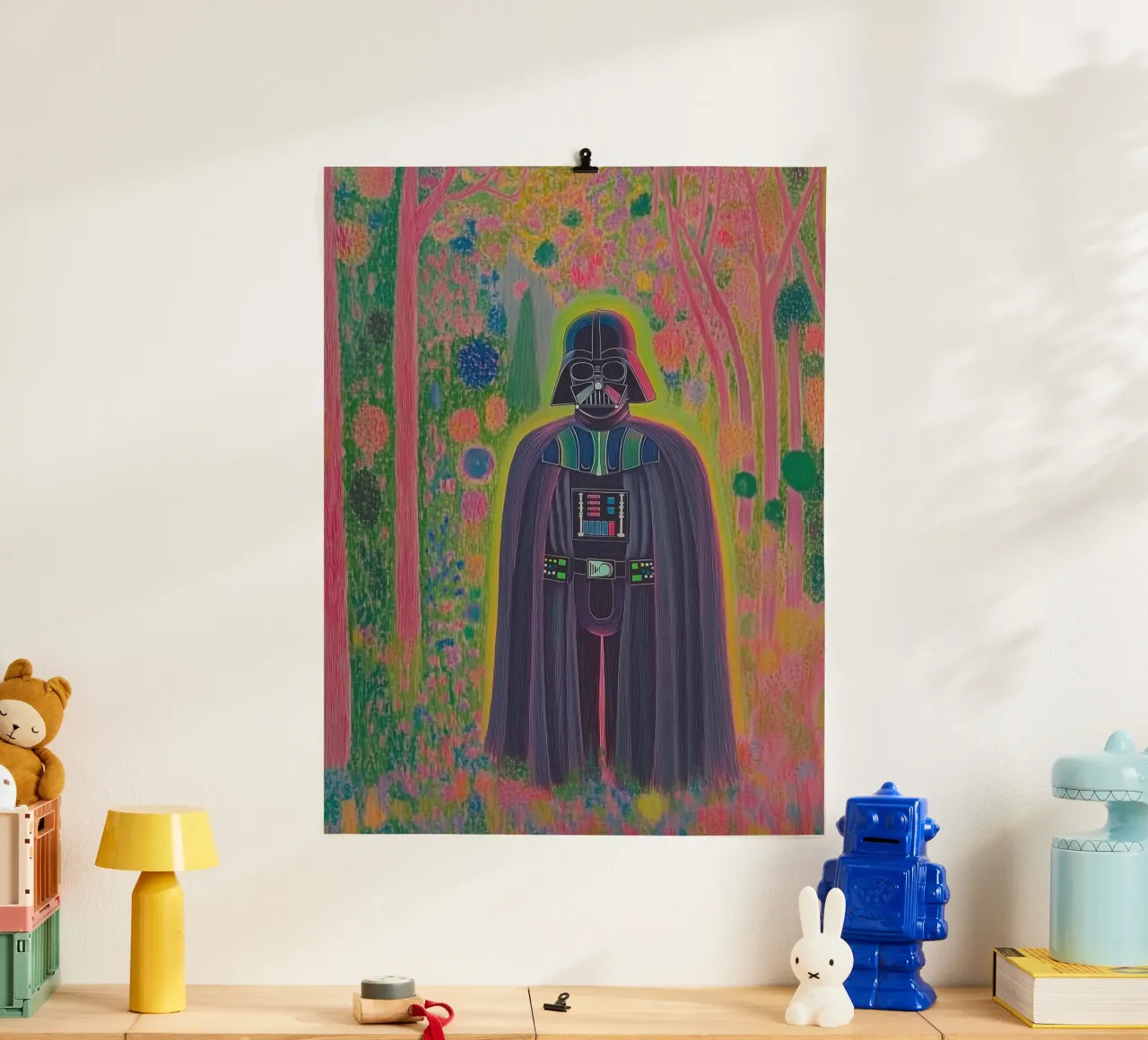 Poster colorato di Star Wars Darth Vader - Stampa d'arte botanica poster da Kaji