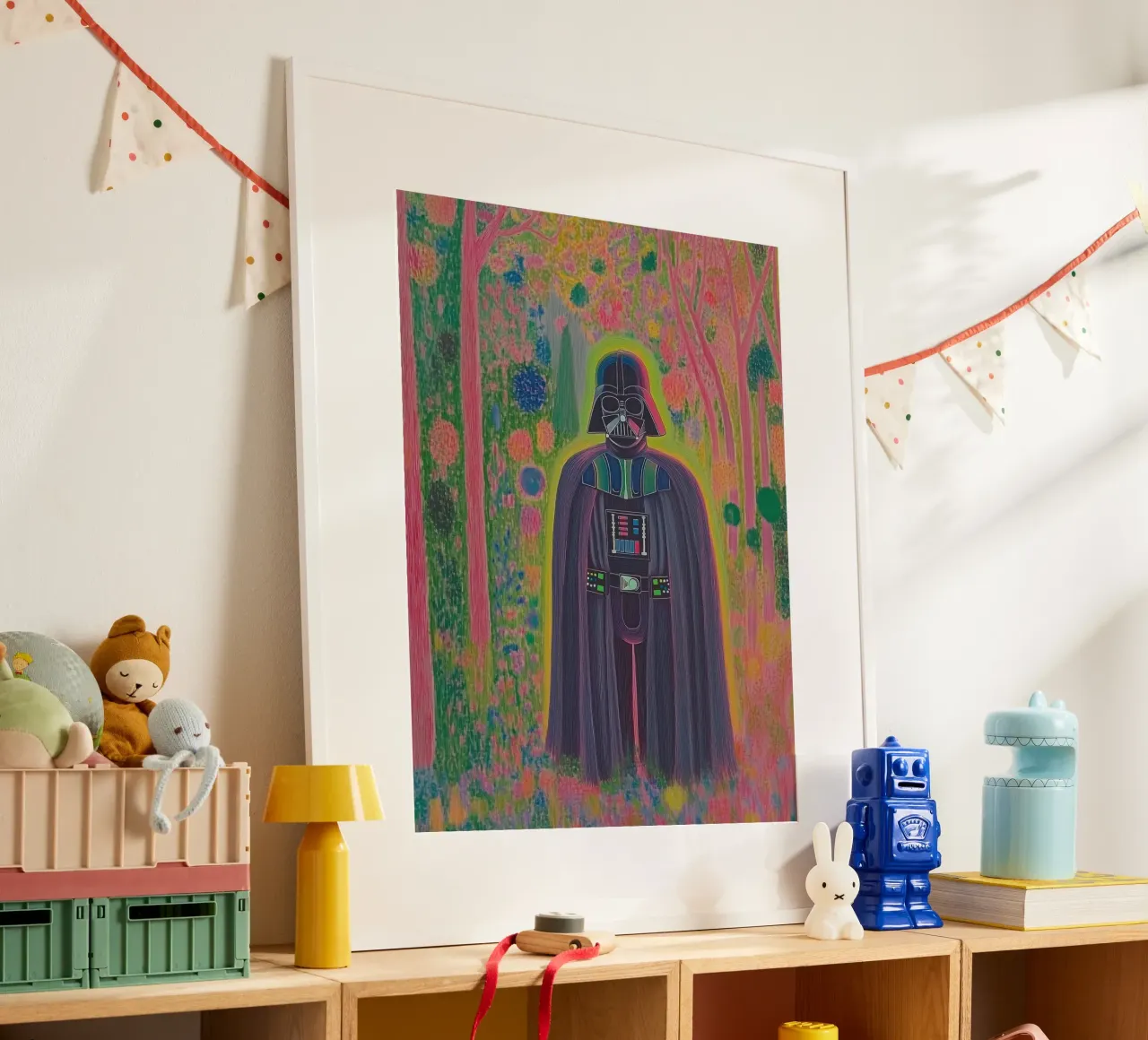 Poster colorato di Star Wars Darth Vader - Stampa d'arte botanica poster da Kaji
