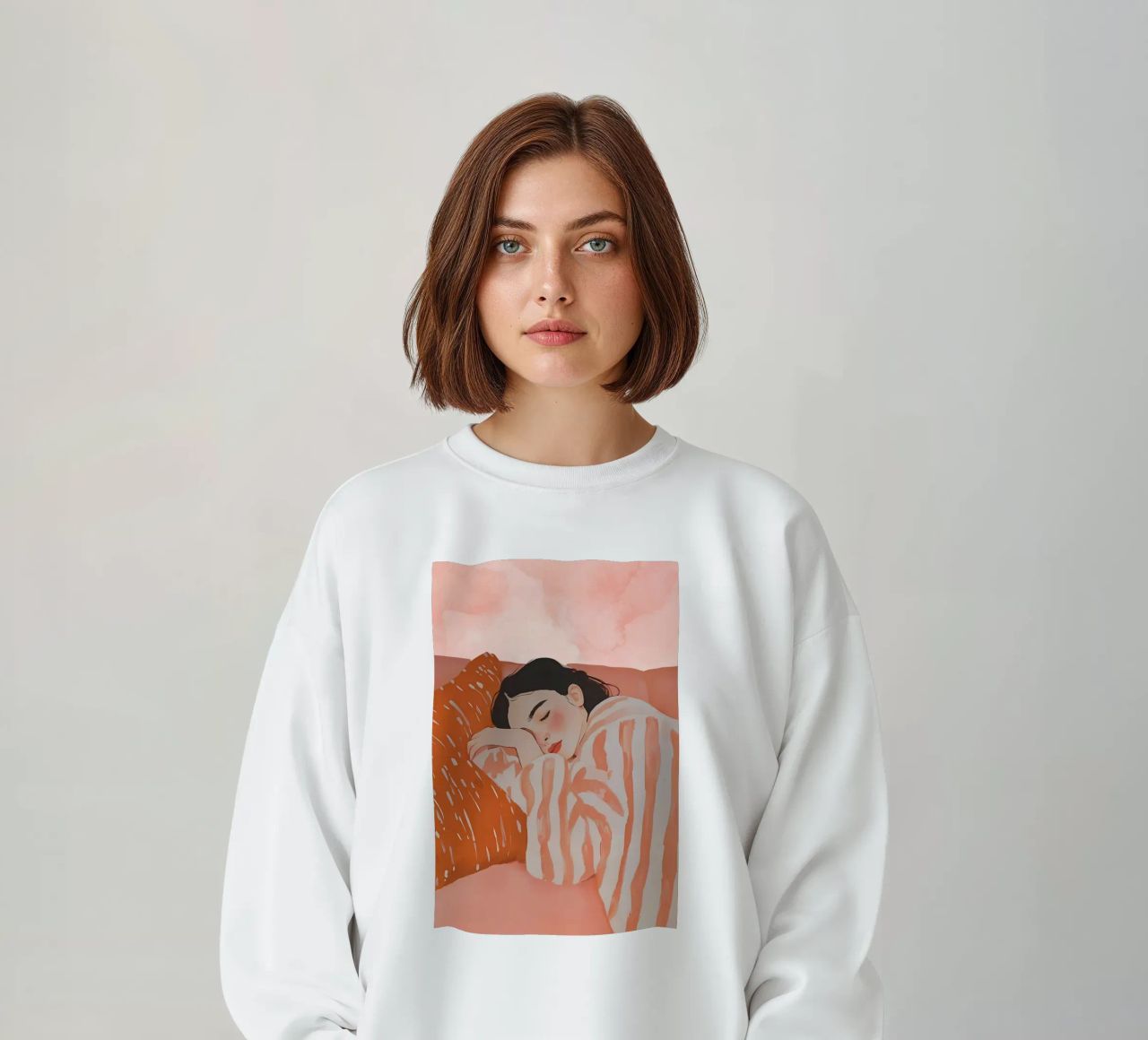 Schlafende Frau, Abstrakte Frau Druck Sweatshirt von Little Lila