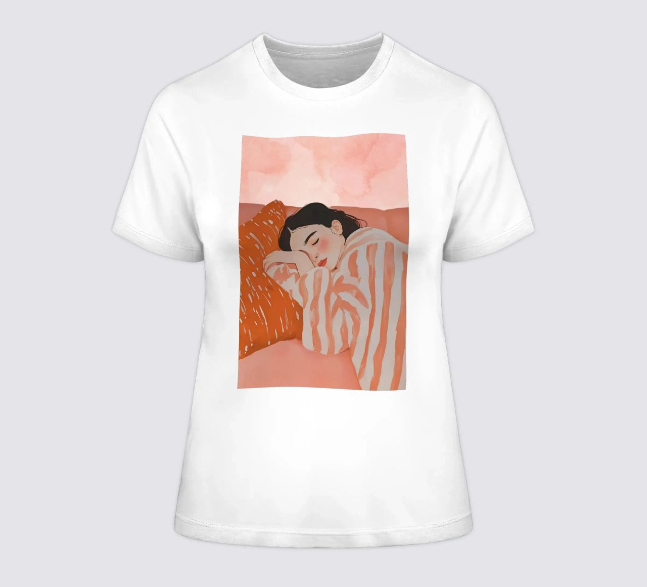 Schlafende Frau, Abstrakte Frau Druck Frauen T-Shirt von Little Lila