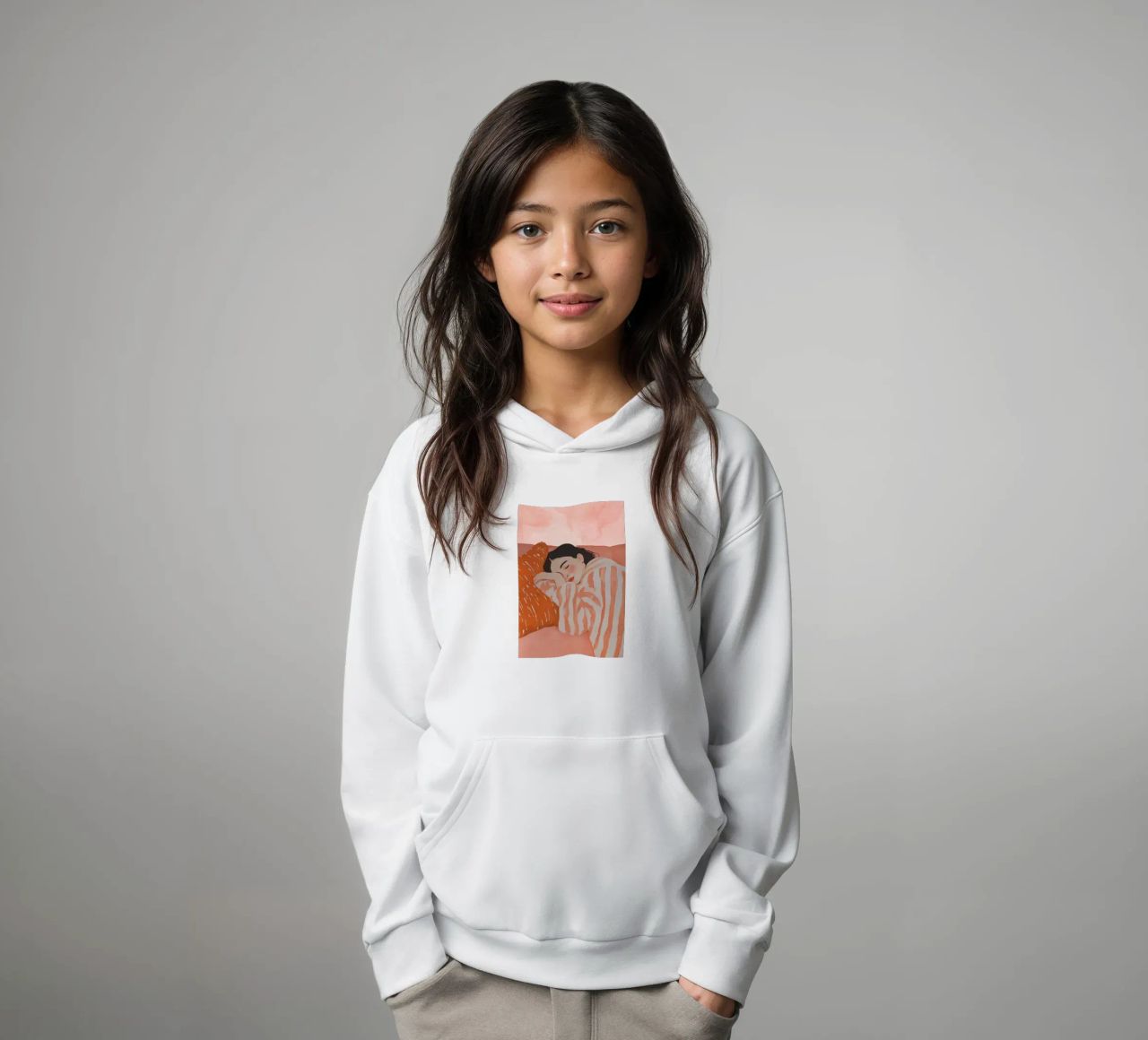 Schlafende Frau, Abstrakte Frau Druck Kinder Hoodie von Little Lila