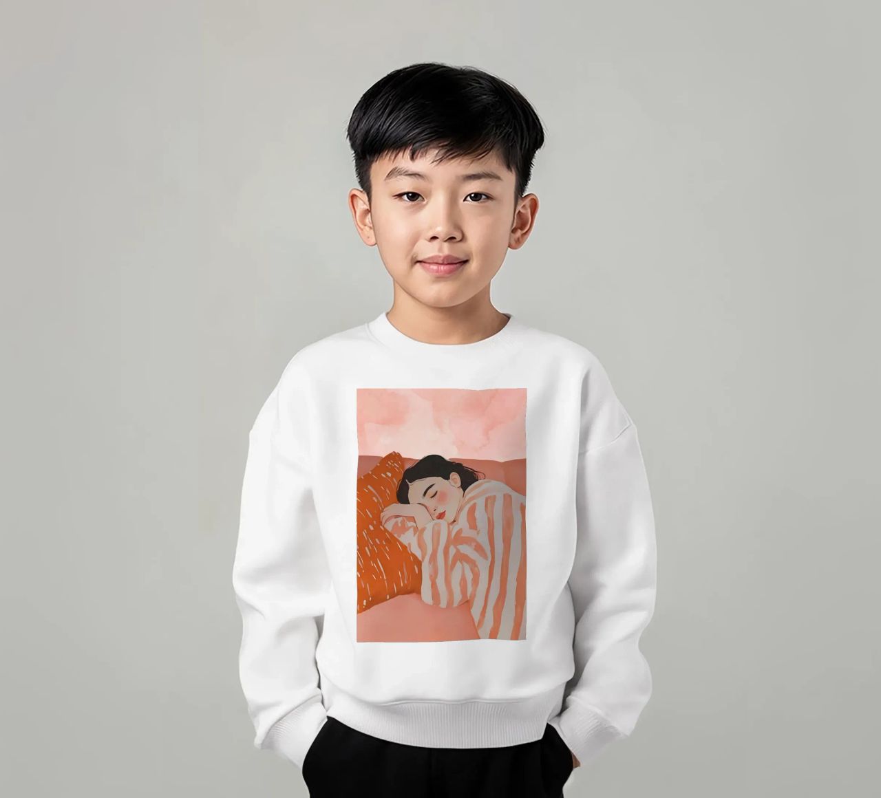 Schlafende Frau, Abstrakte Frau Druck Kinder Sweatshirt von Little Lila