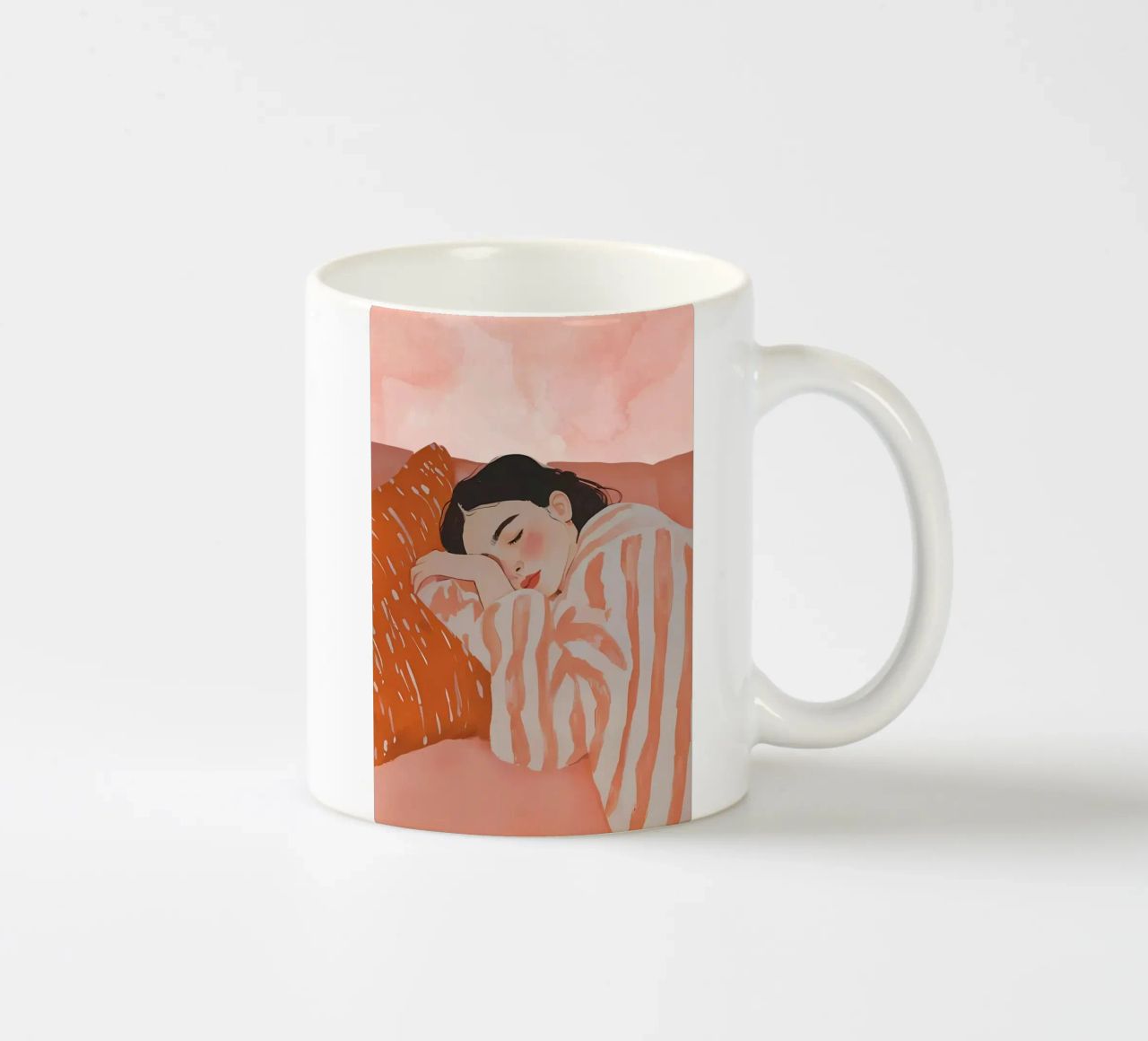 Schlafende Frau, Abstrakte Frau Druck Keramik Tasse von Little Lila