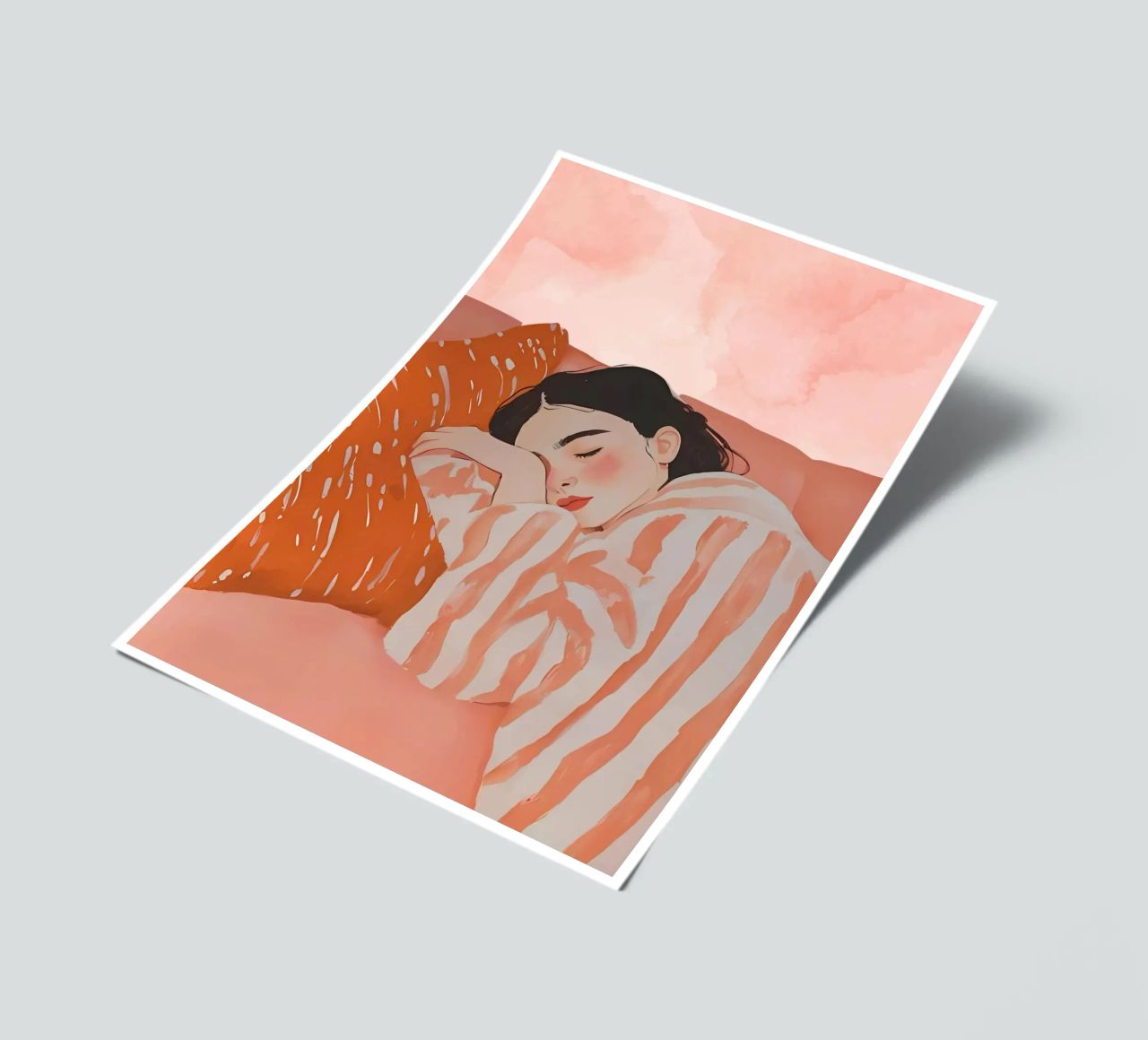 Schlafende Frau, Abstrakte Frau Druck Stickerbogen von Little Lila