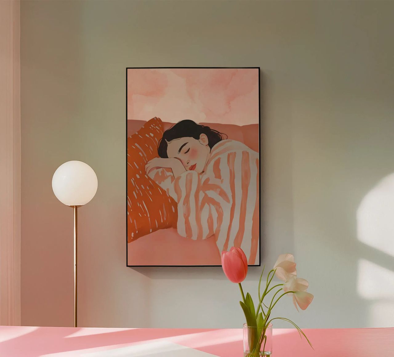Schlafende Frau, Abstrakte Frau Druck Acryl-Glas von Little Lila
