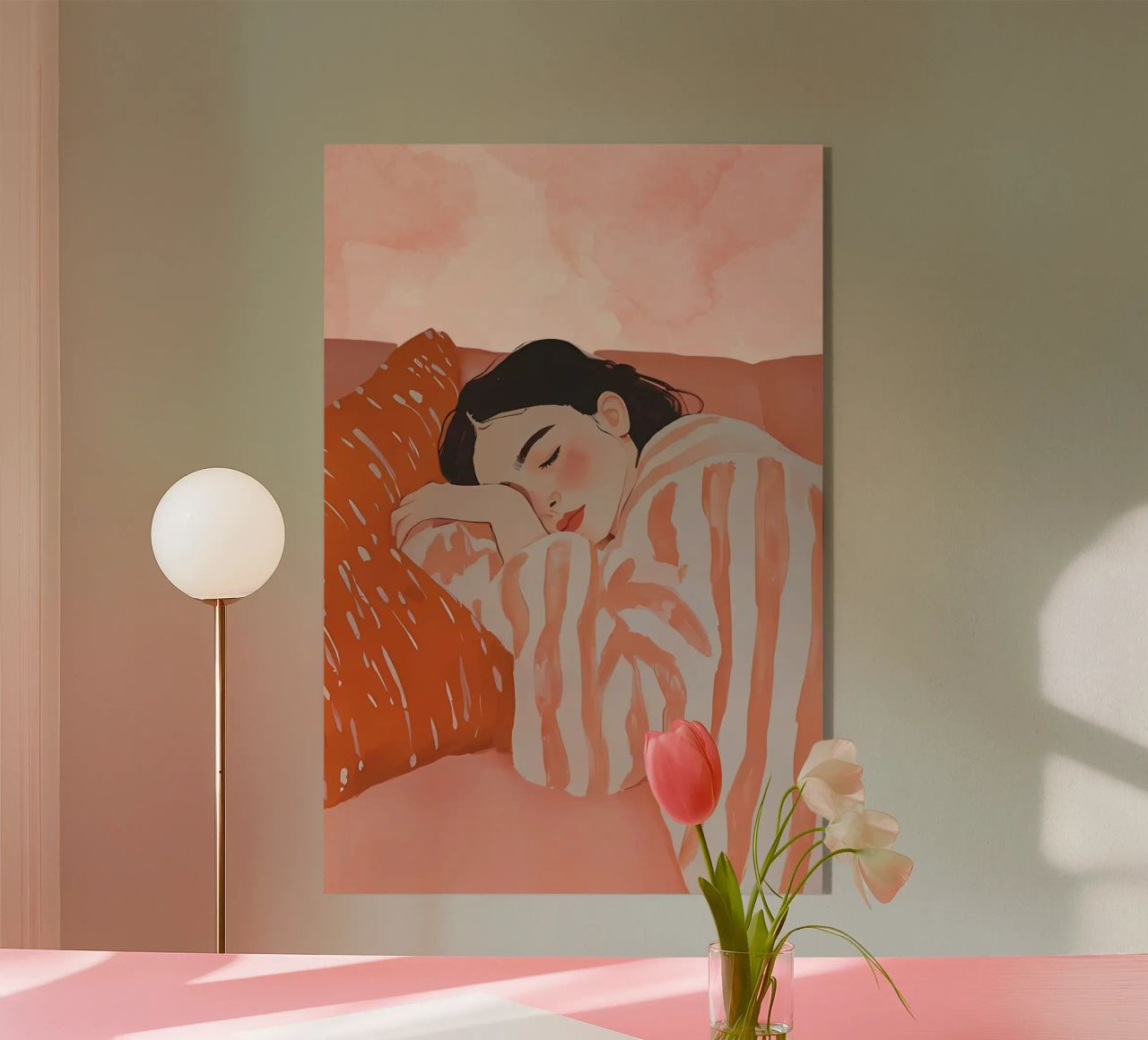 Schlafende Frau, Abstrakte Frau Druck Acryl-Glas von Little Lila