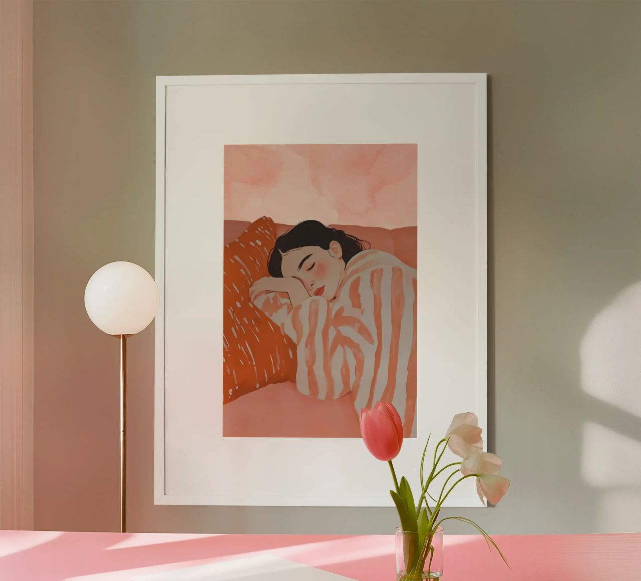 Schlafende Frau, Abstrakte Frau Druck Poster von Little Lila
